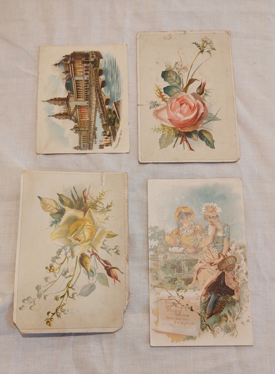 5 pc Antique Farm Agriculture Trade cards Triumph , Walter Wood ,Bucher & Gibbs