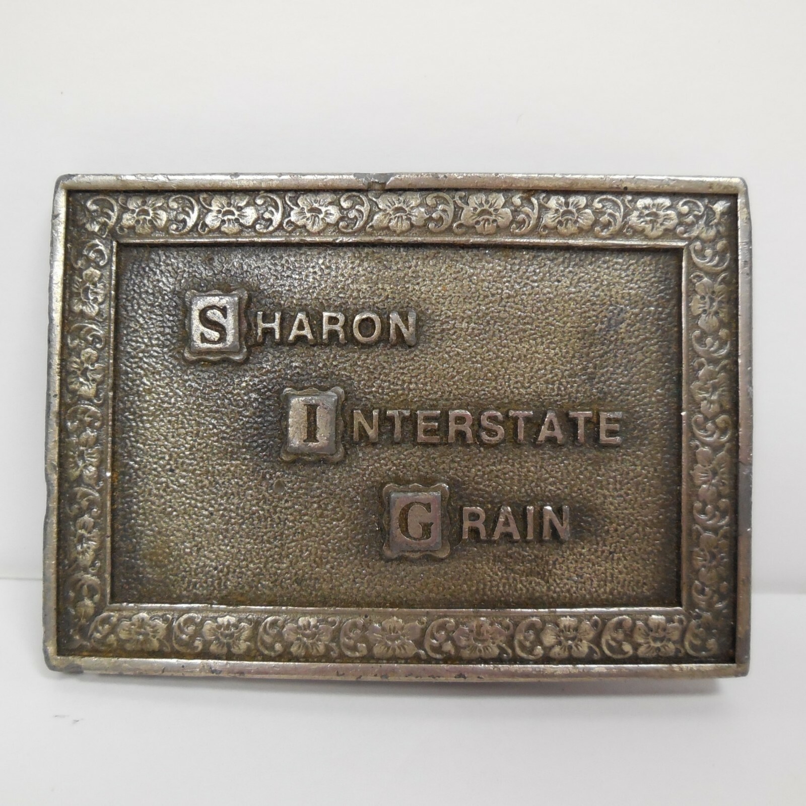 Mens Belt Buckle Sharon Interstate Grain SIG Vintage 1977 Pewter Captain Hawks
