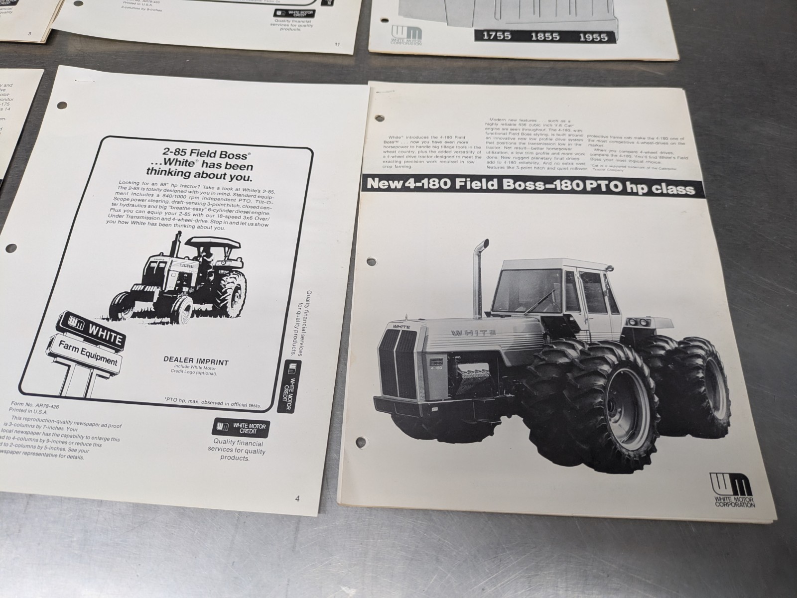 Lot Of 12 White Tractors Implements Dealership Sales Brochures Information