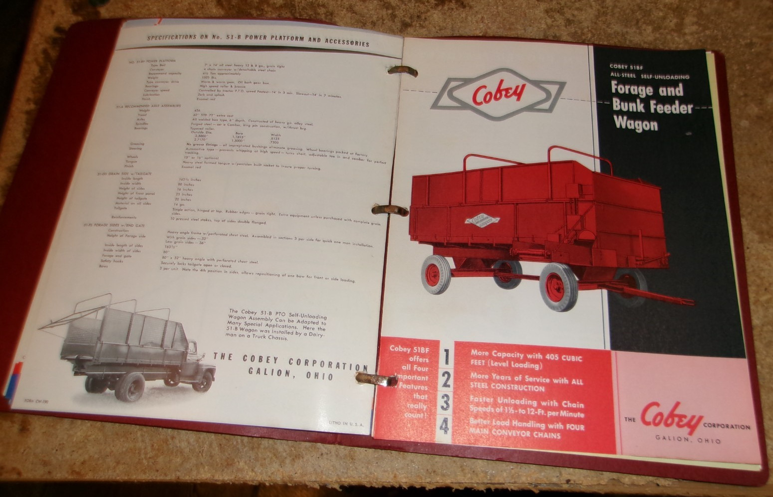 vintage cobey line binder with farm equipment brochures in good shape used