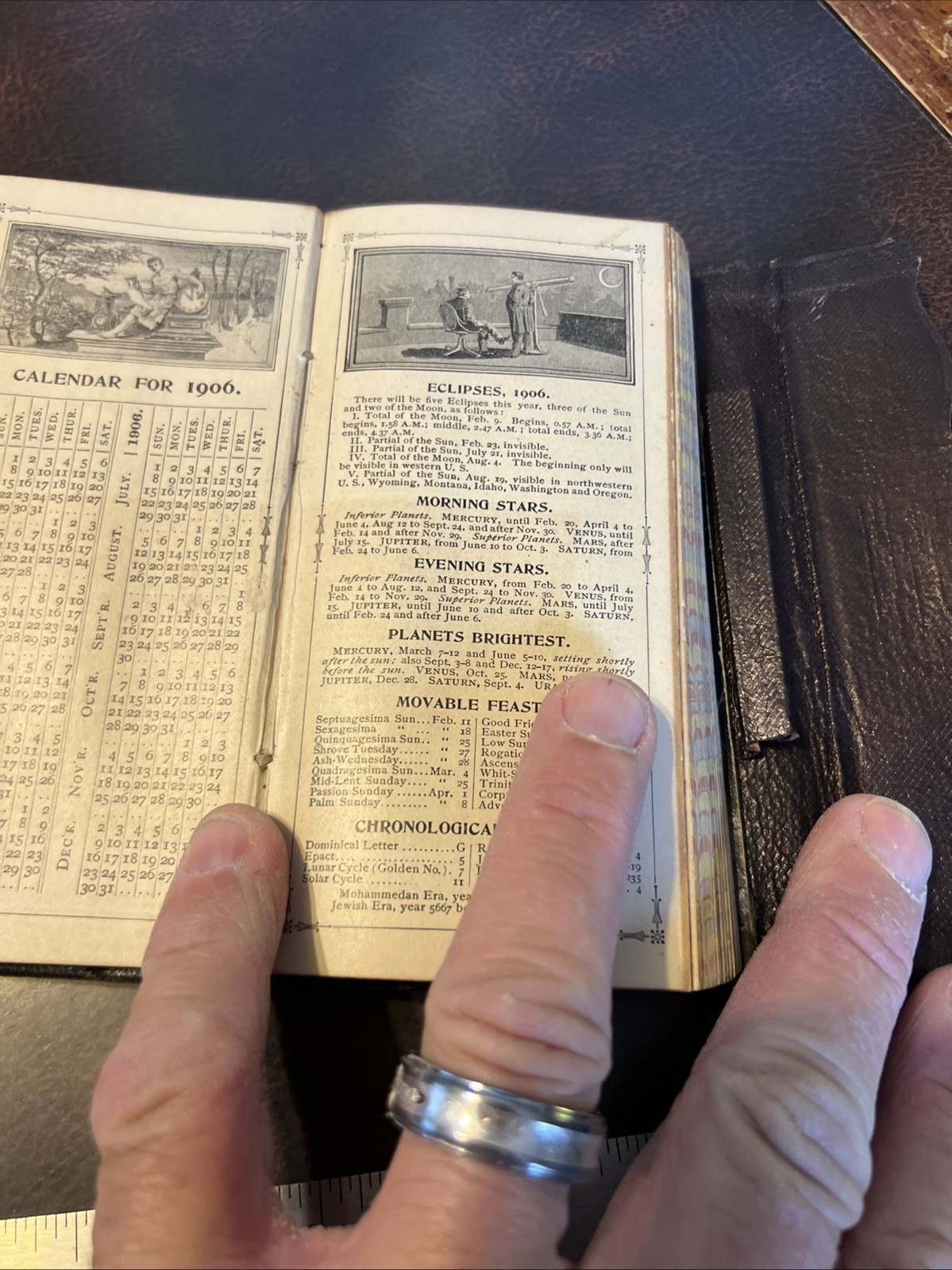 Rare 1906 Excelsior Diary Leather Bound Memo Farmers Almanac Booklet