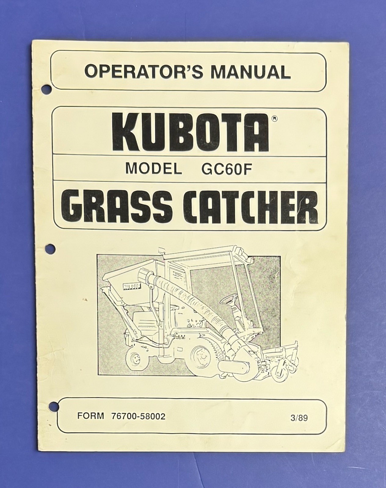 KUBOTA Operator’s Manual Model GC60F Grass Catcher