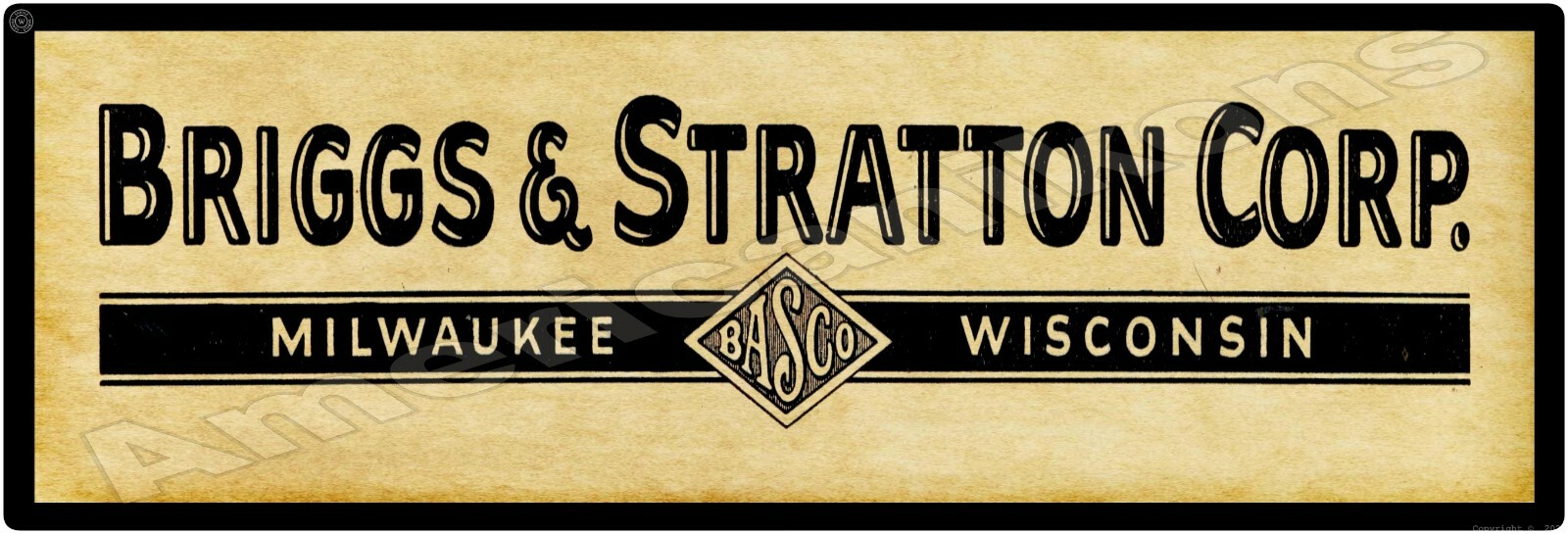 1925 Briggs & Stratton, BASCO Engines New Metal Sign: 6&Prime; x 18&Prime; Long – Ships Free