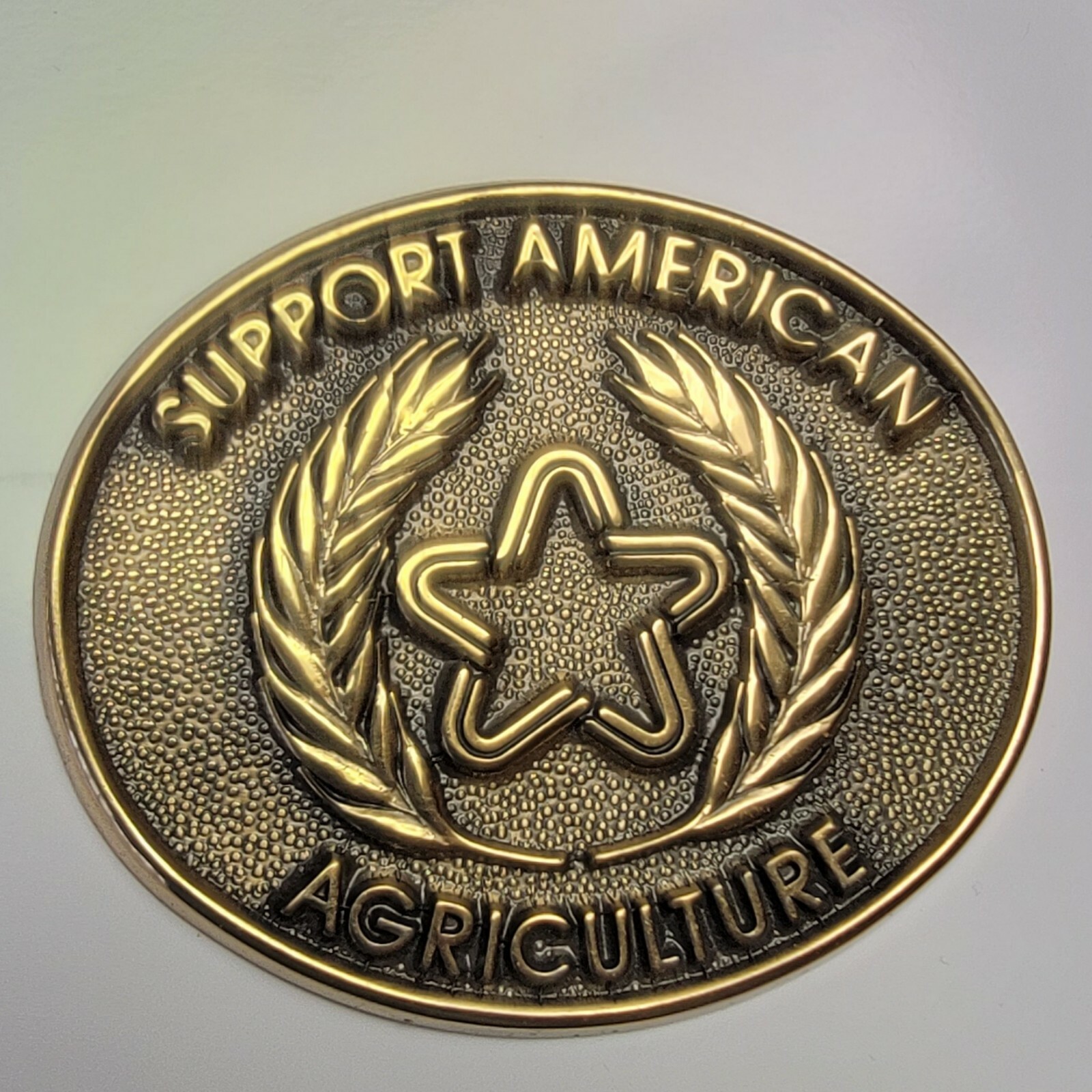 Support American Agriculture Vintage Bronze Plaque Medallion