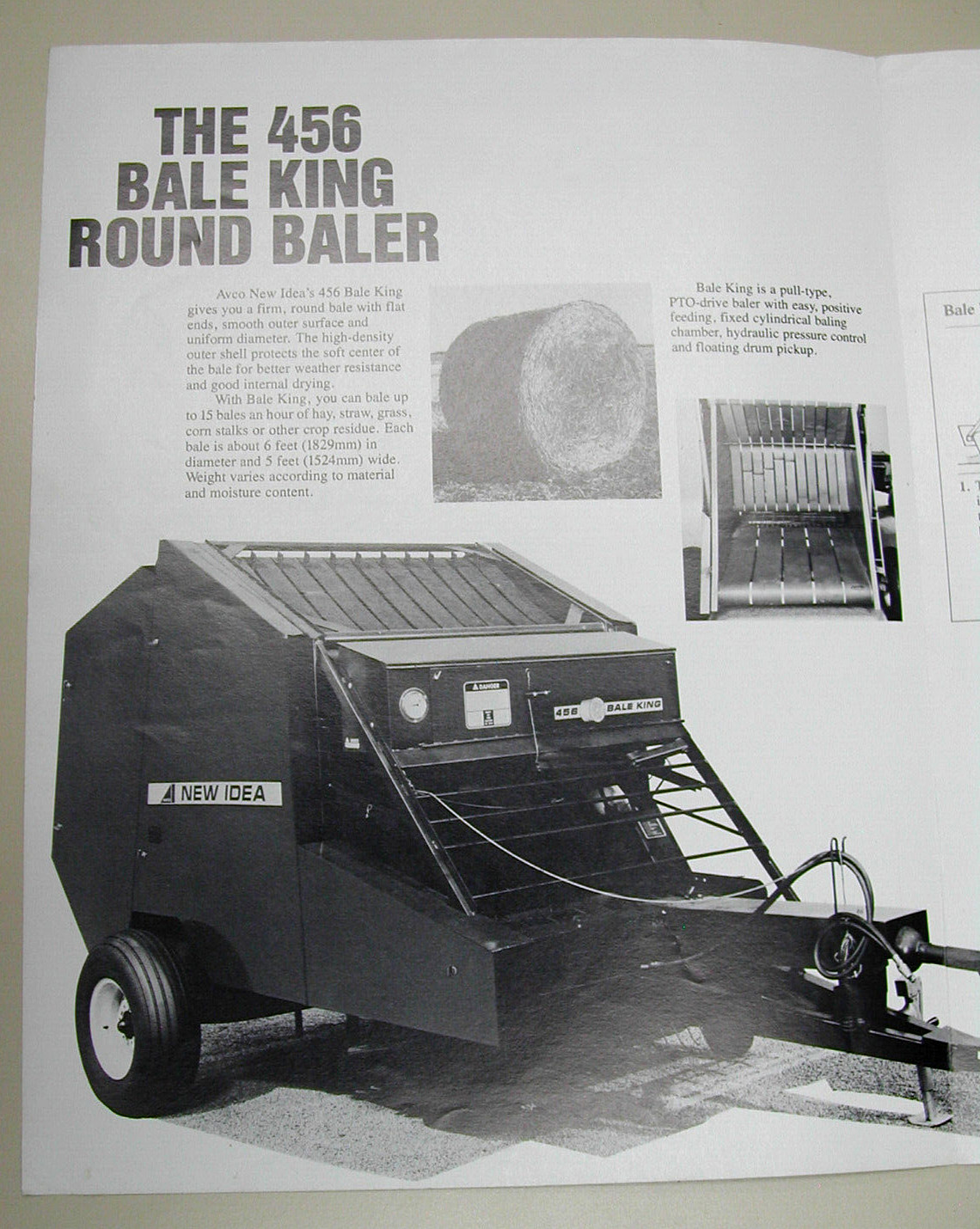 Avco New Idea 456 Round Baler Brochure 8050-34