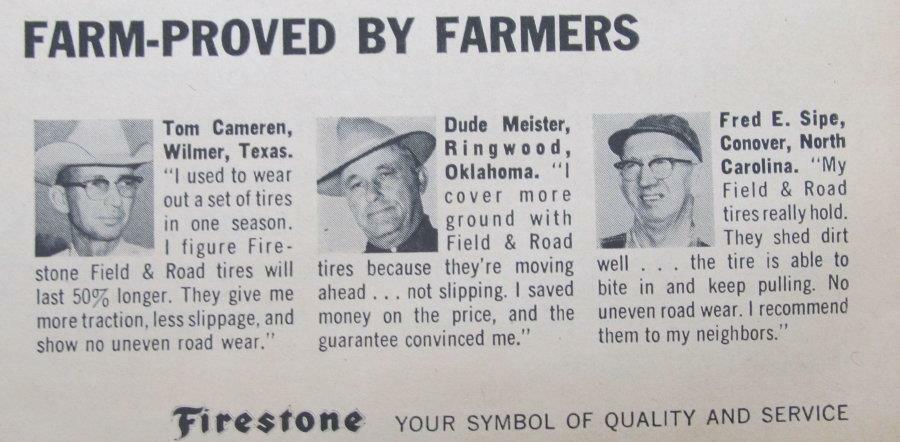 Original 1967 Firestone Ad Photo Endorsed Tom Cameren of Wilmer Texas