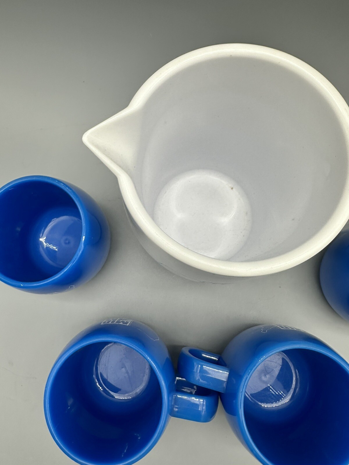 Vintage Mid Am Dairy Farm Water Pitcher Cups Advertisment RARE FIND