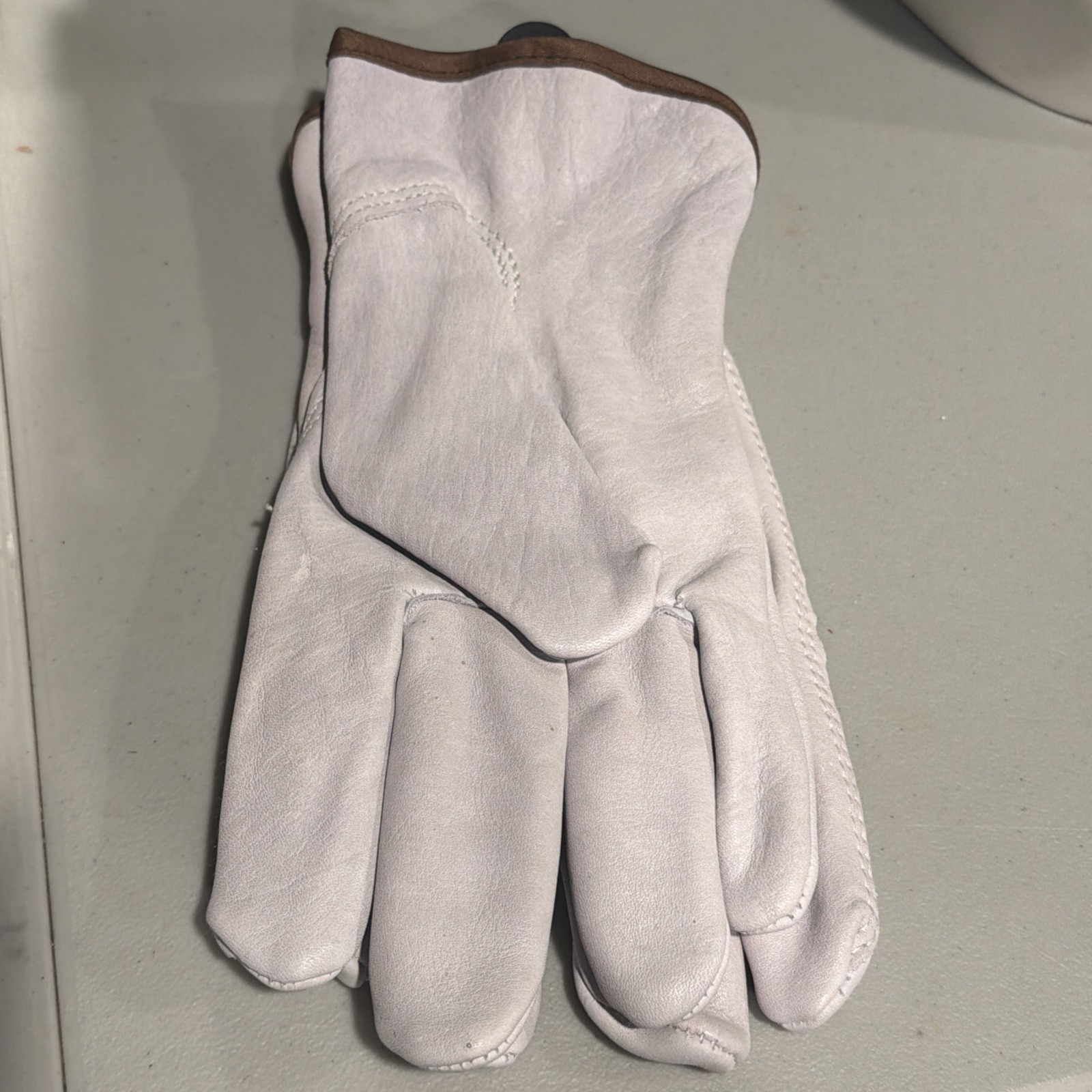 Farm Bureau Gloves Work Chore Leather Farming Gray Size Large Heavy Duty ADV AG