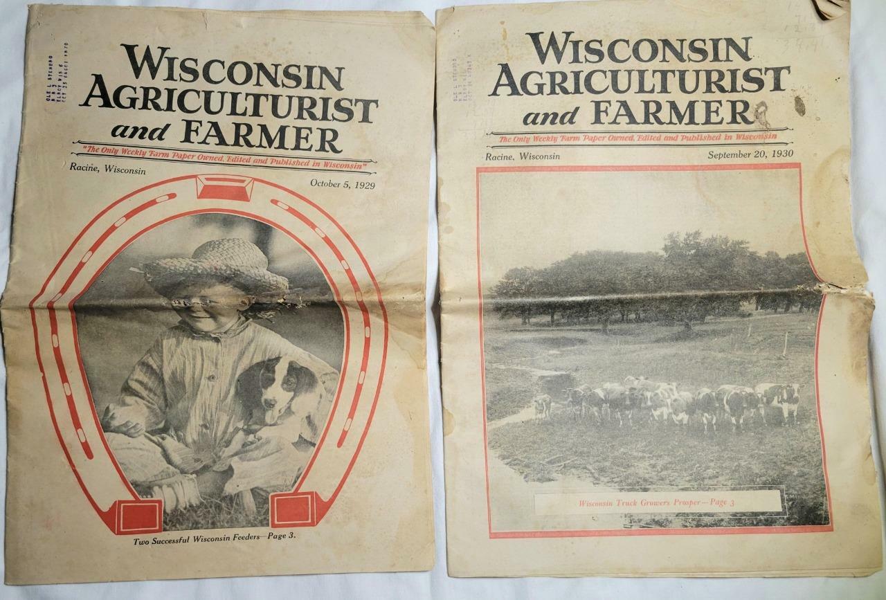 Vintage Wisconsin Agriculturist and Farmer Newspaper 1929 1930 Issues Racine Wi.