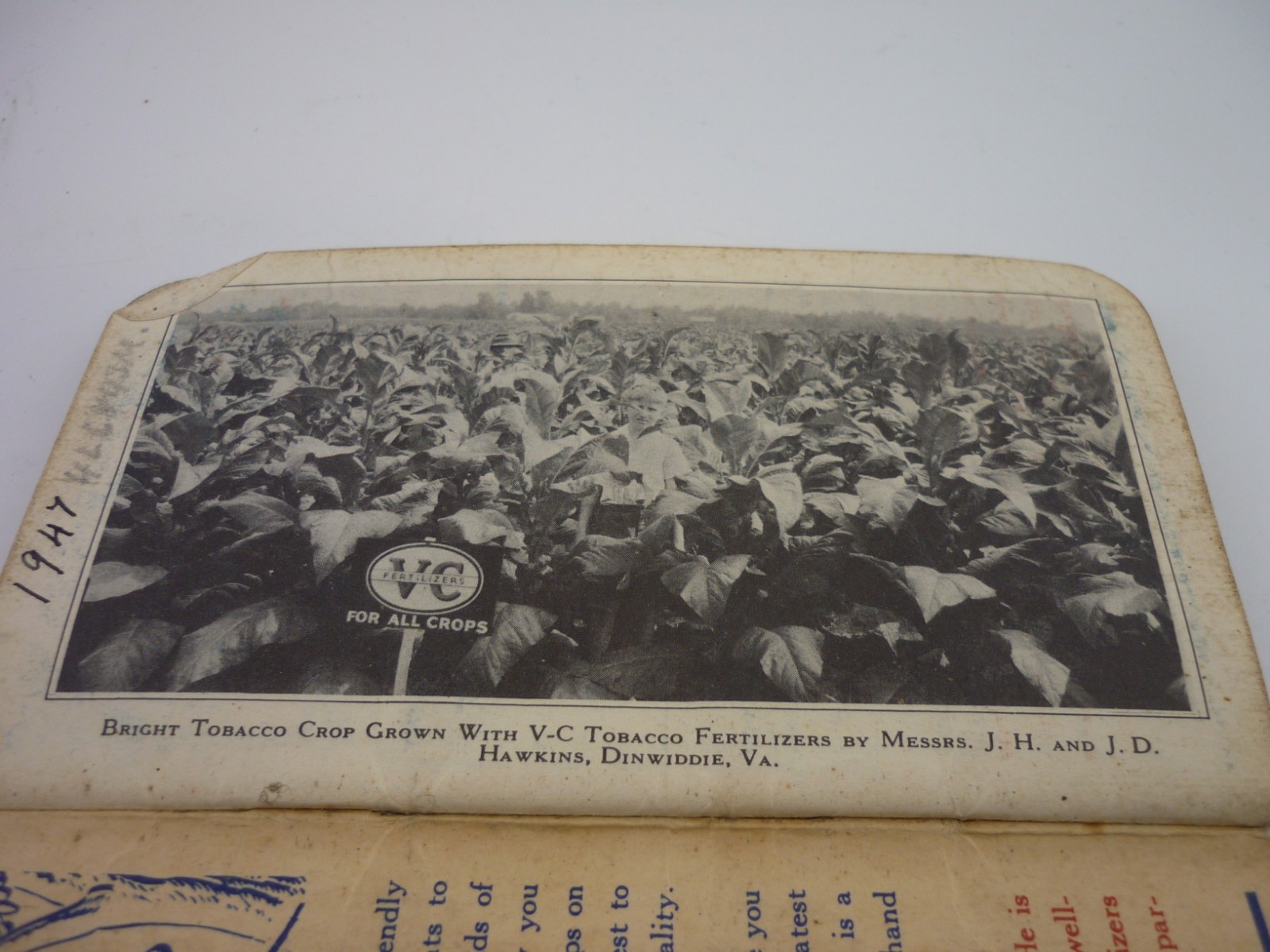 1941 V-C Fertilizers Pocket Notebook Tobacco Farm Advertising