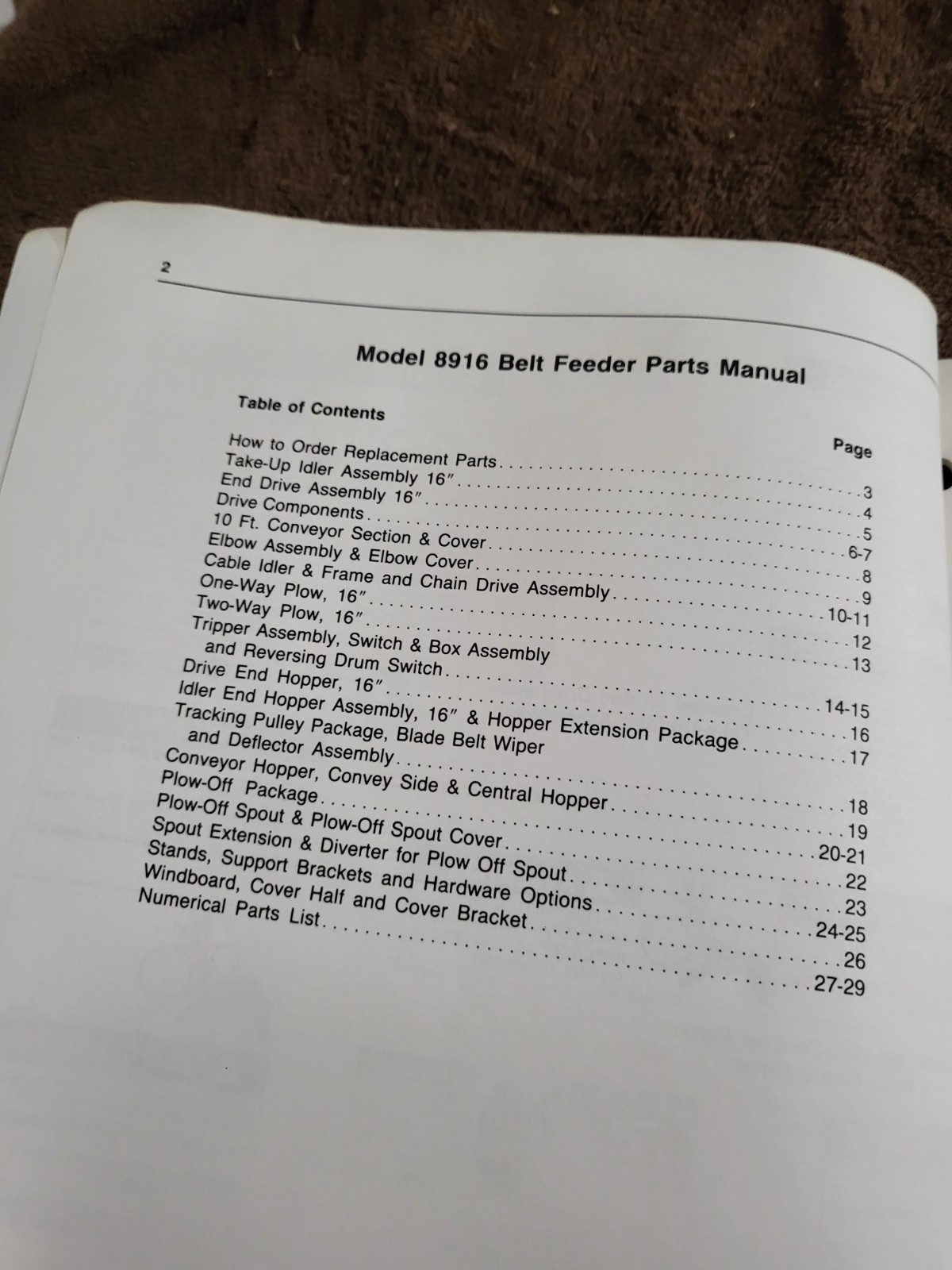 1990 Vintage Patz 8916 Barn Belt Feeder MANUALS Parts & Operators – Pound, WI.