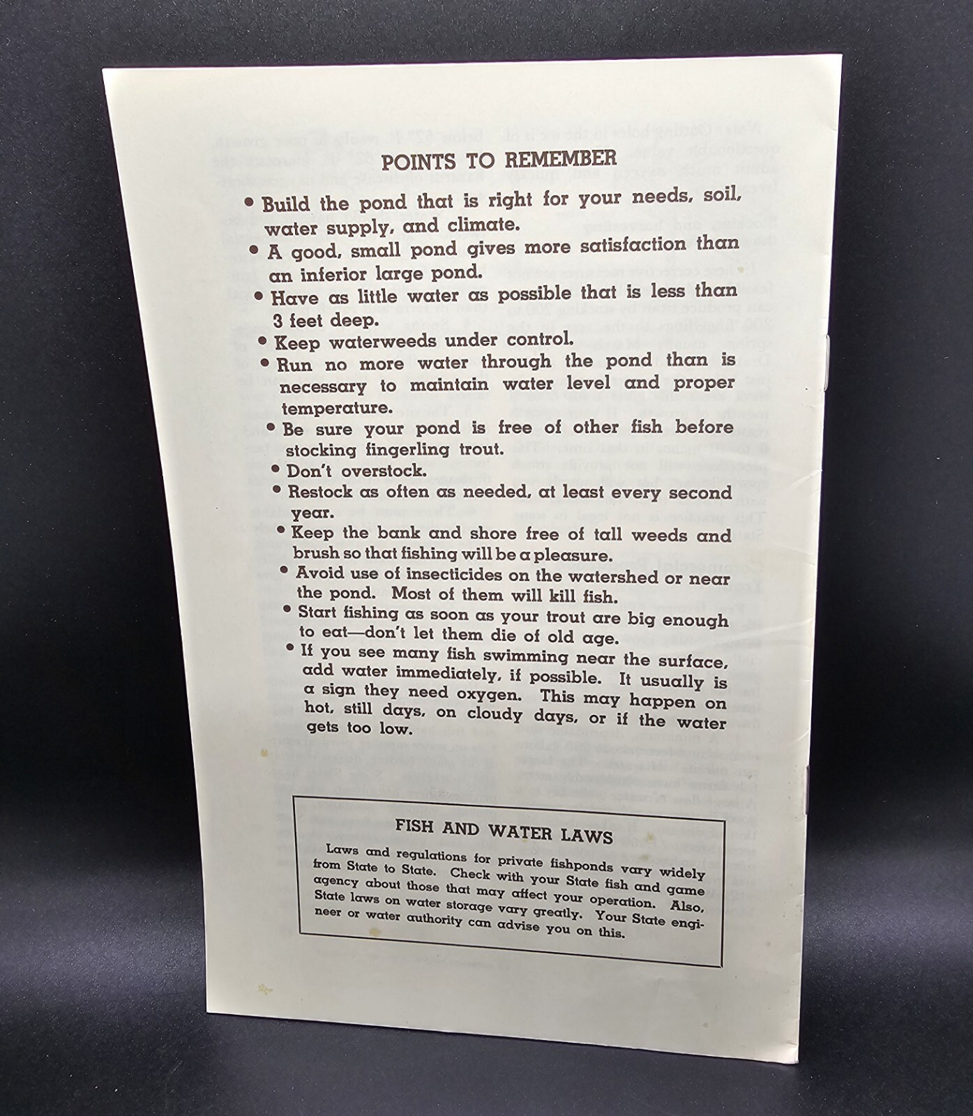 Trout In Farm & Ranch Ponds Farmers Bulletin Number 2154 U.S Department Ag 1961