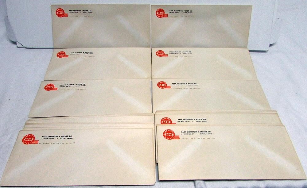 1940s ? Massey Harris Tractor Dealer Labeled Envelopes Park Implement Oakley KS