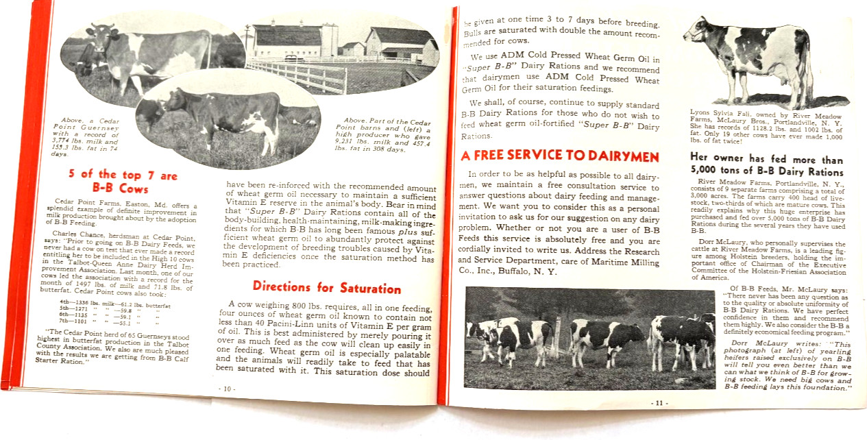 Mid-Century Booklet « Successful Dairymen » Maritime Milling Co. Buffalo,NY*
