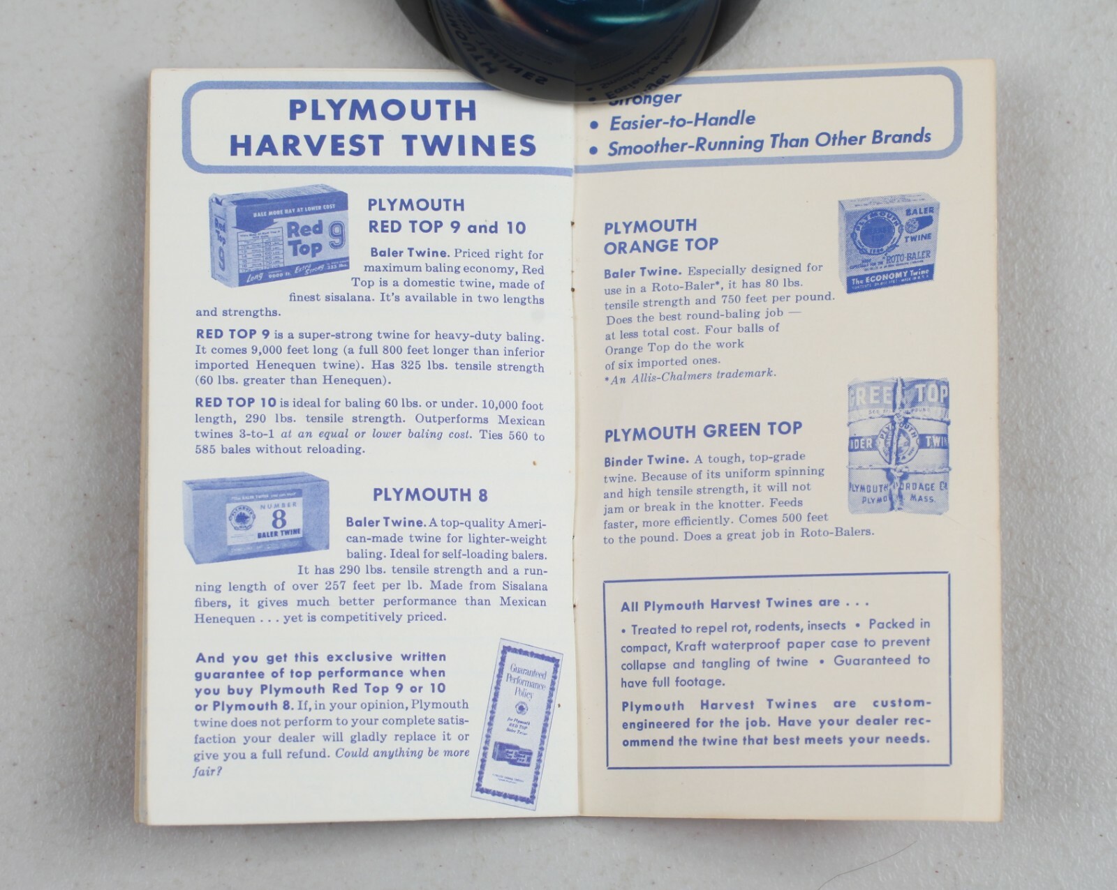 Vintage Pocket Memo Book Plymouth Cordage Co. Baler Harvest Twine