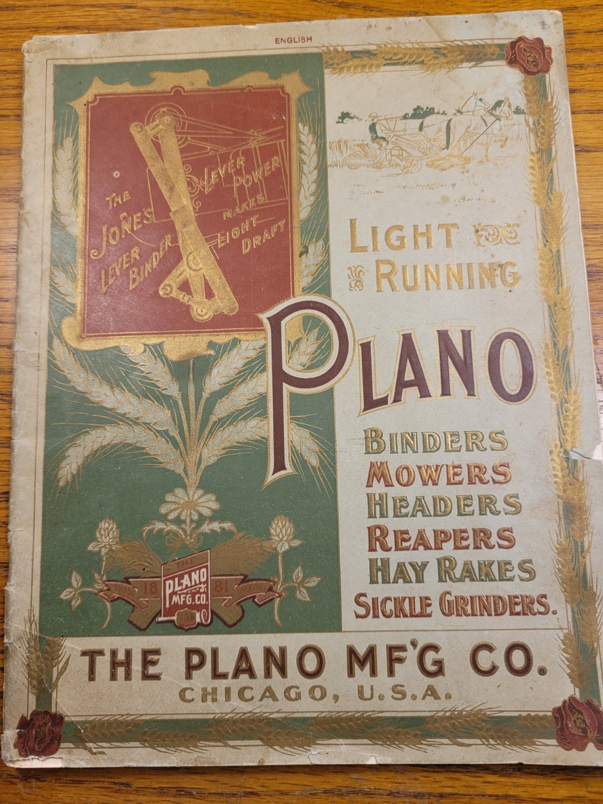 Plano Mfg Co. Agricultural Brochure 1899 Light Running Machines Chicago USA