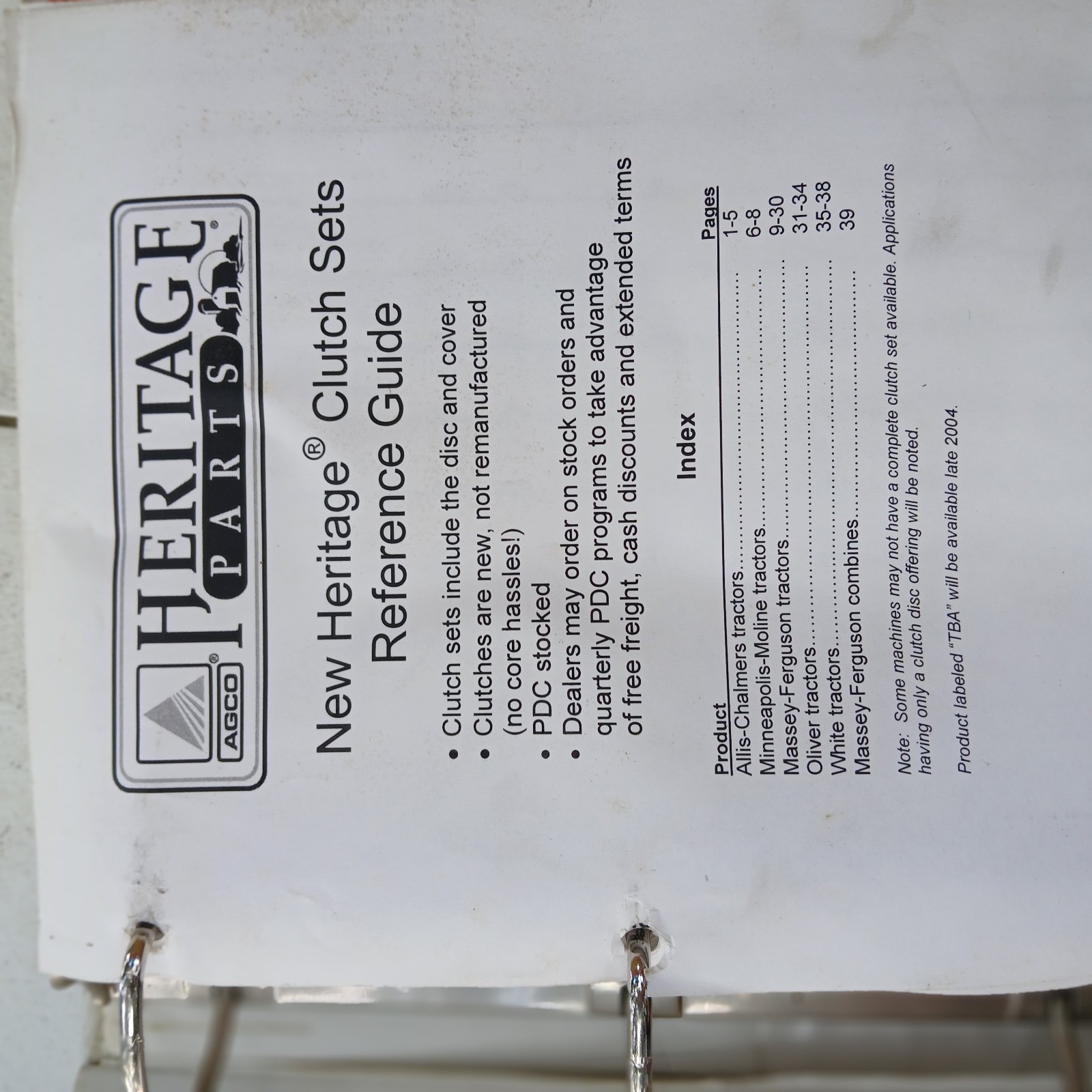 AGCO Heritage parts catalog book manual Allis, Gleaner, Heston, Massey, White