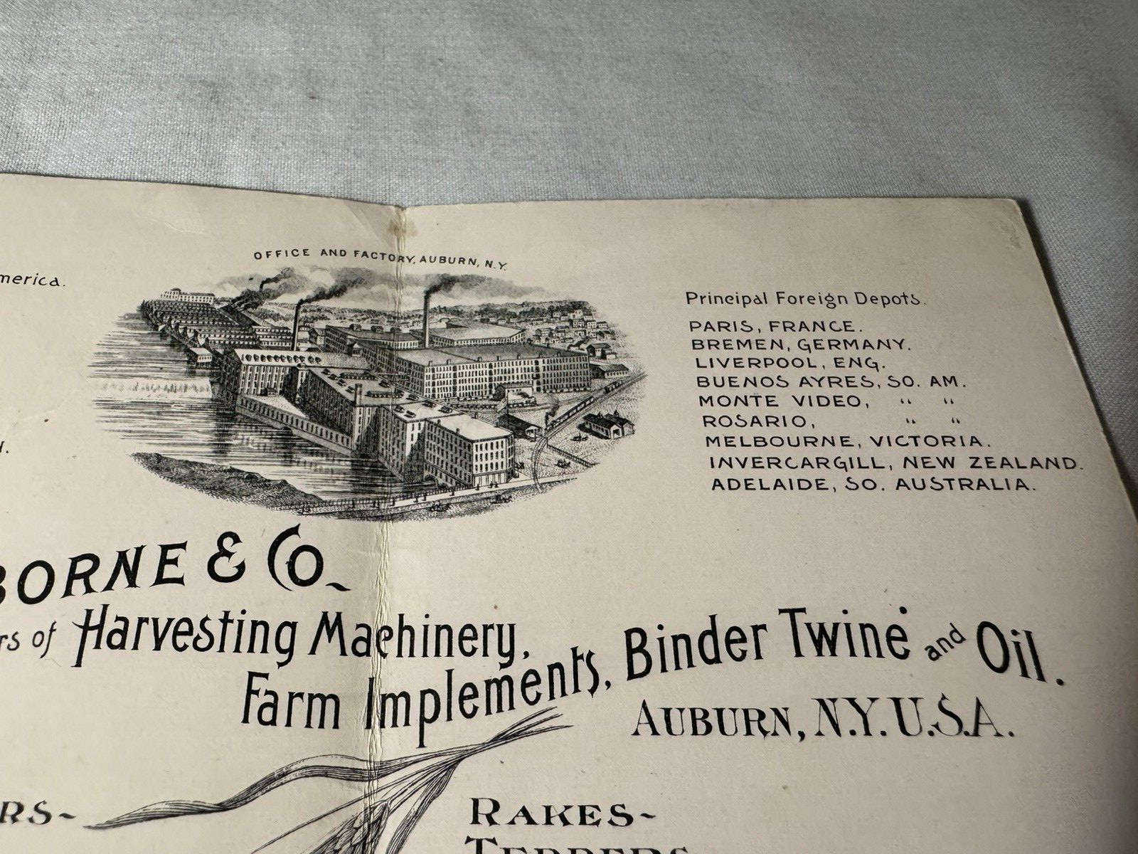 1893 Fold Open Brochure Chicago World&rsquo;s Fair D M Osborne Co Auburn NY Farm Equip