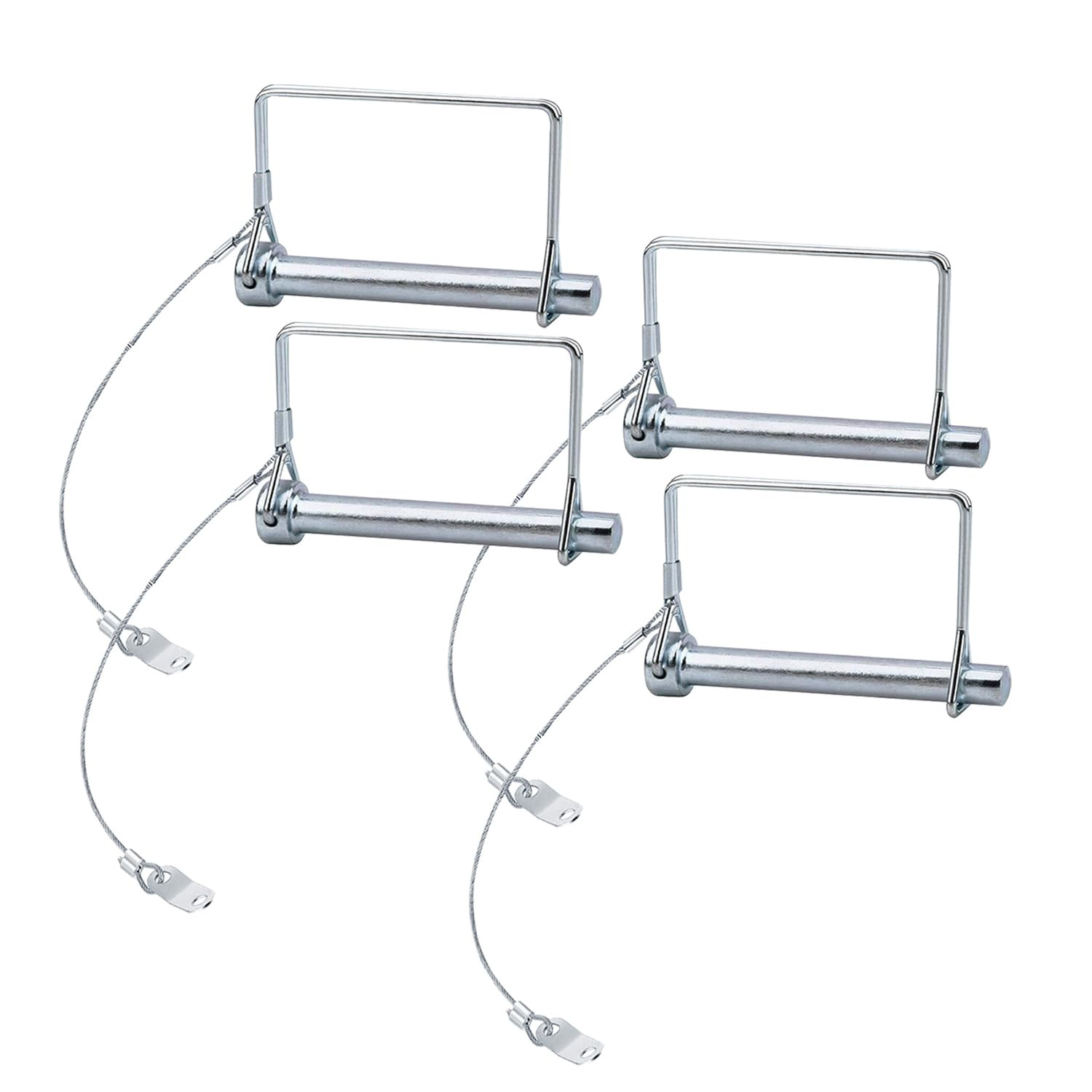4 Pack 3/8&Prime; X 4&Prime; Heavy Duty Trailer Coupler Pins with Anti-Loss Cable – Zinc Pla