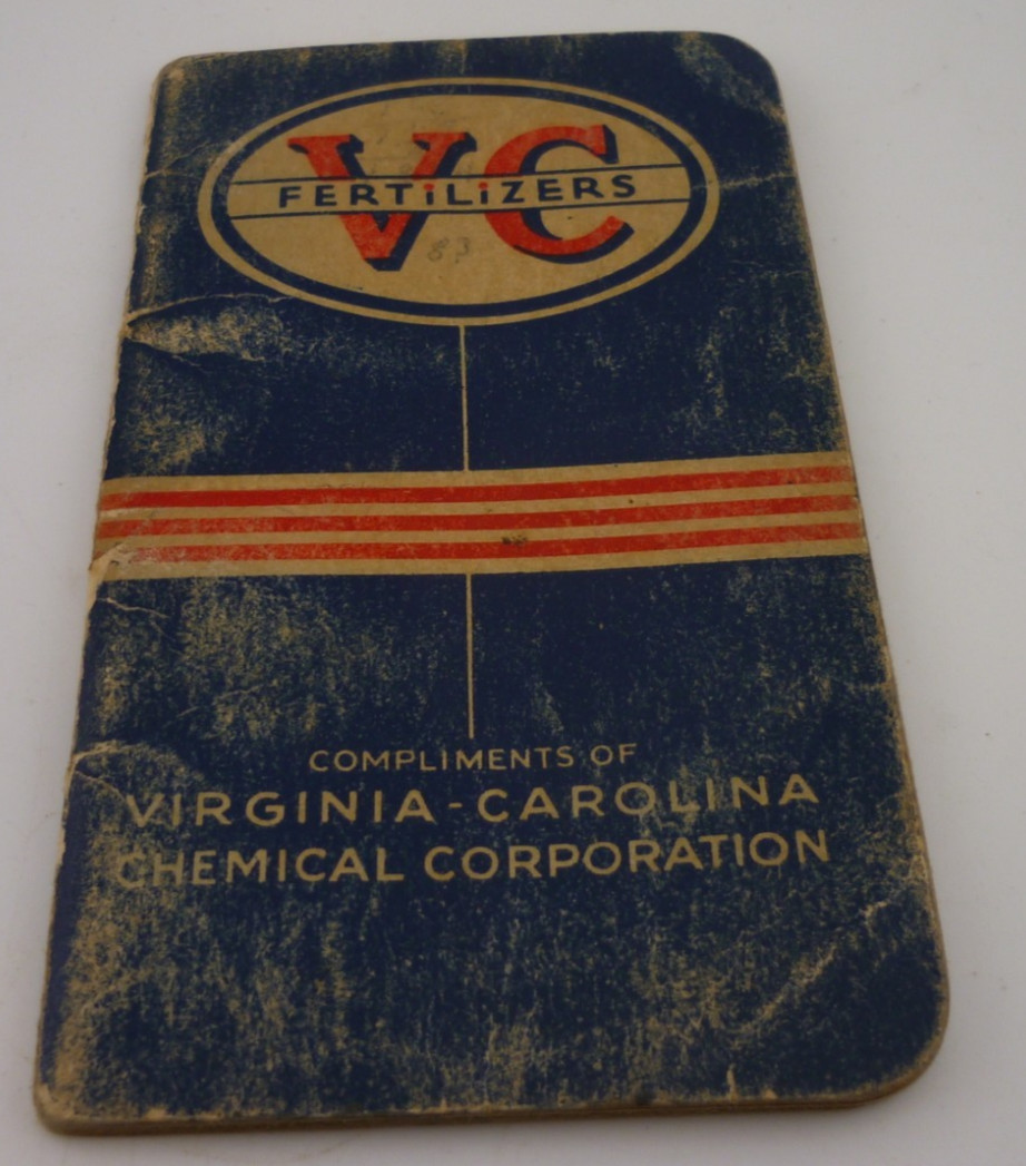 1941 V-C Fertilizers Pocket Notebook Tobacco Farm Advertising