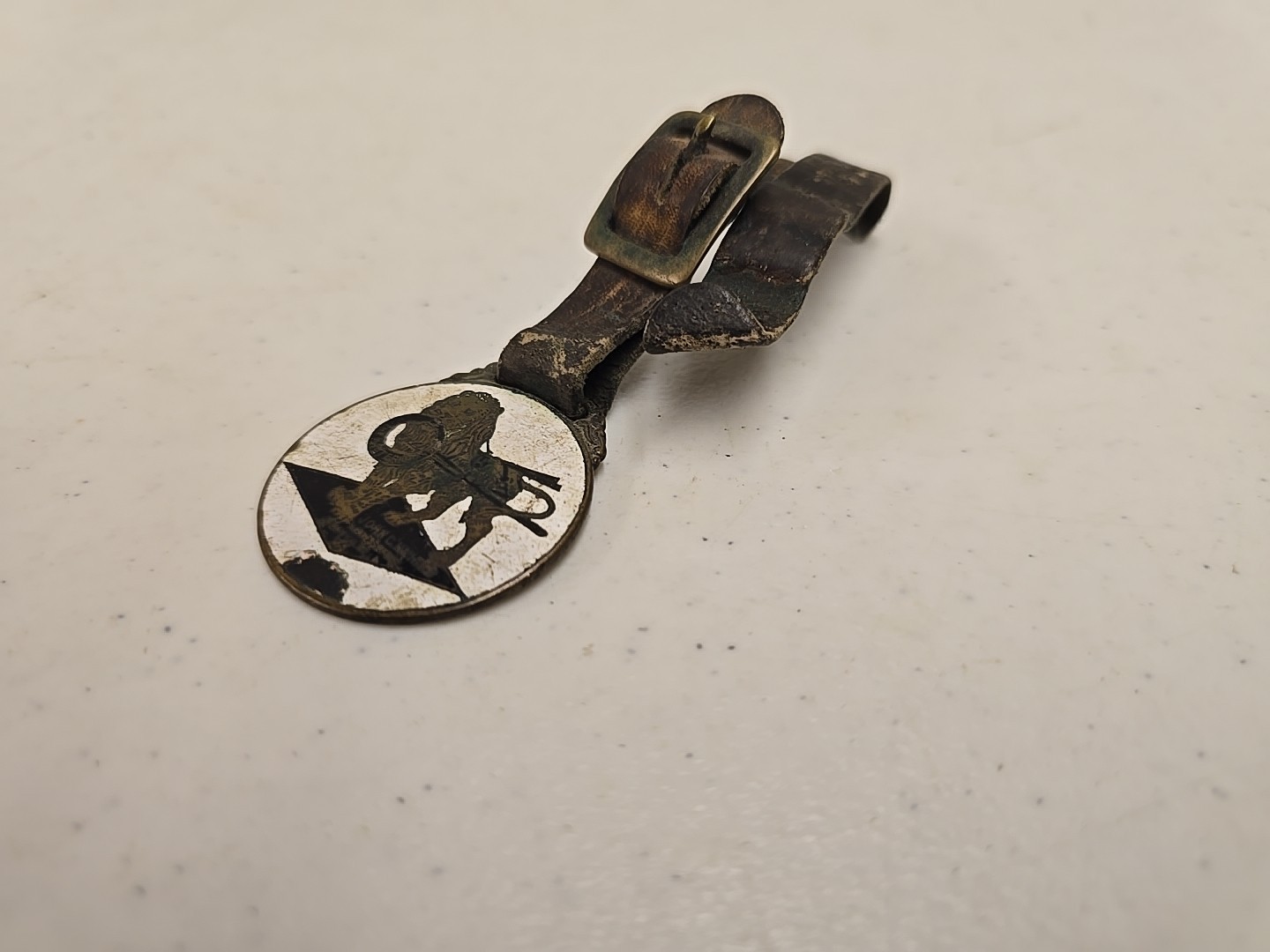Antique John C Nichols Harness Mfg Janesville WI Master Brand Lion Watch Fob