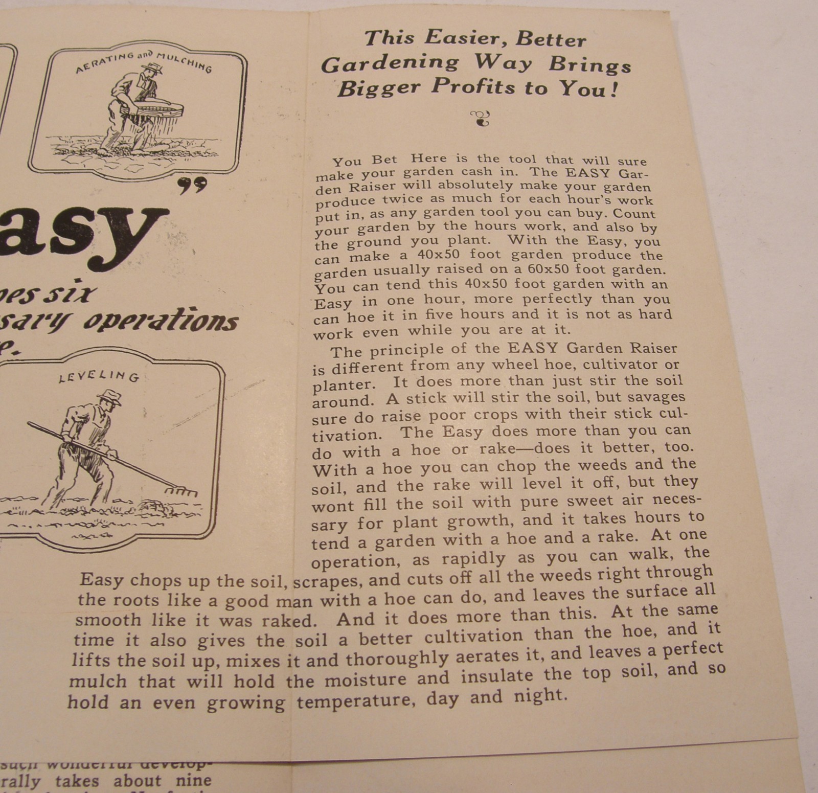 VINTAGE 30&rsquo;s ADVERTISING BROCHURE EASY MFG CO GARDEN CULTIVATOR LINCOLN NE