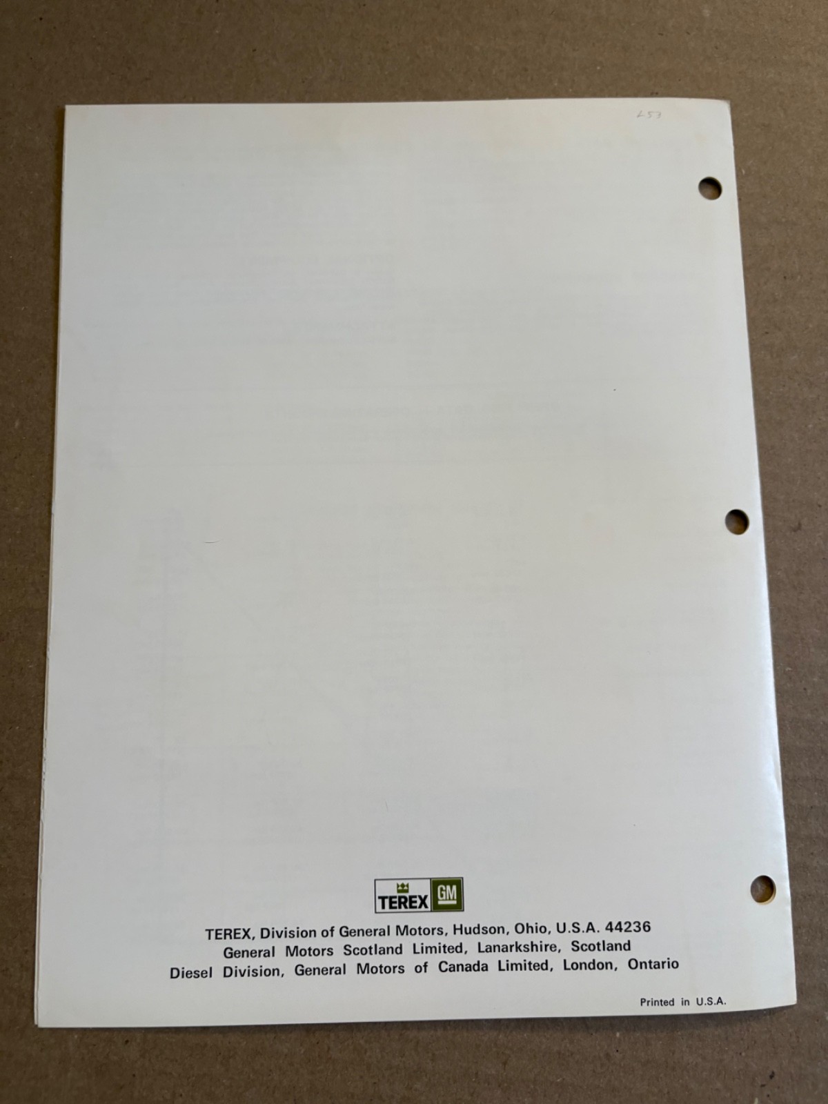 Vintage Terex 72-71 Loader Sales Brochure