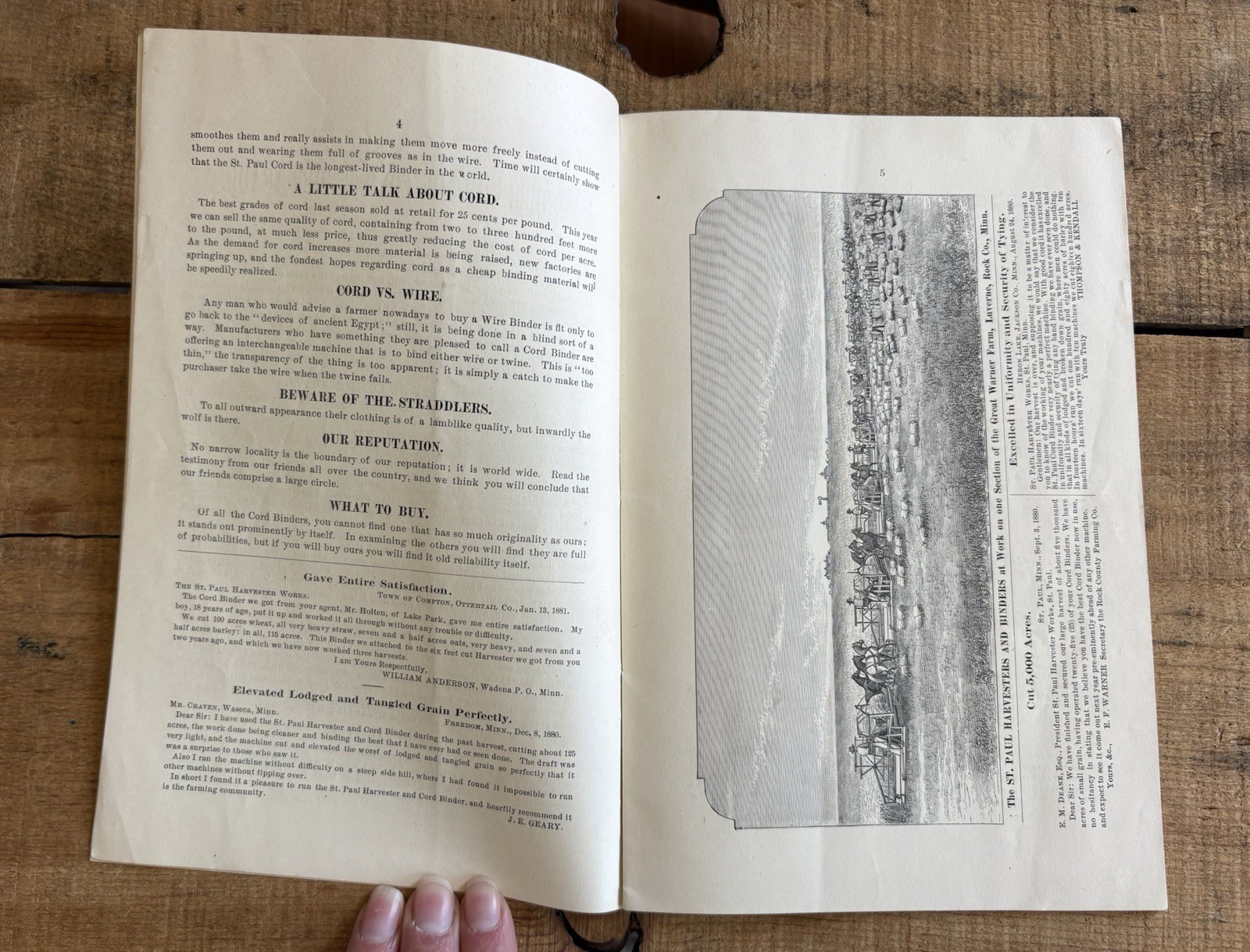 Amazing Seldom Seen Antique 1881 The Saint Paul Harvester Farm Machine Brochure