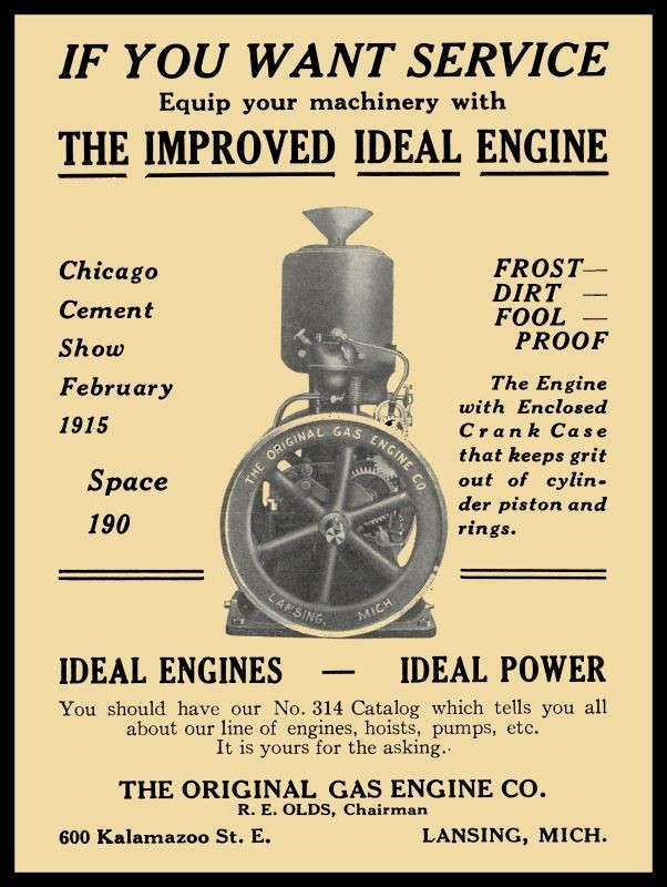 1914 Ideal Engines by Original Gas Engine, Lansing NEW Sign: 24 x 30&Prime; USA STEEL