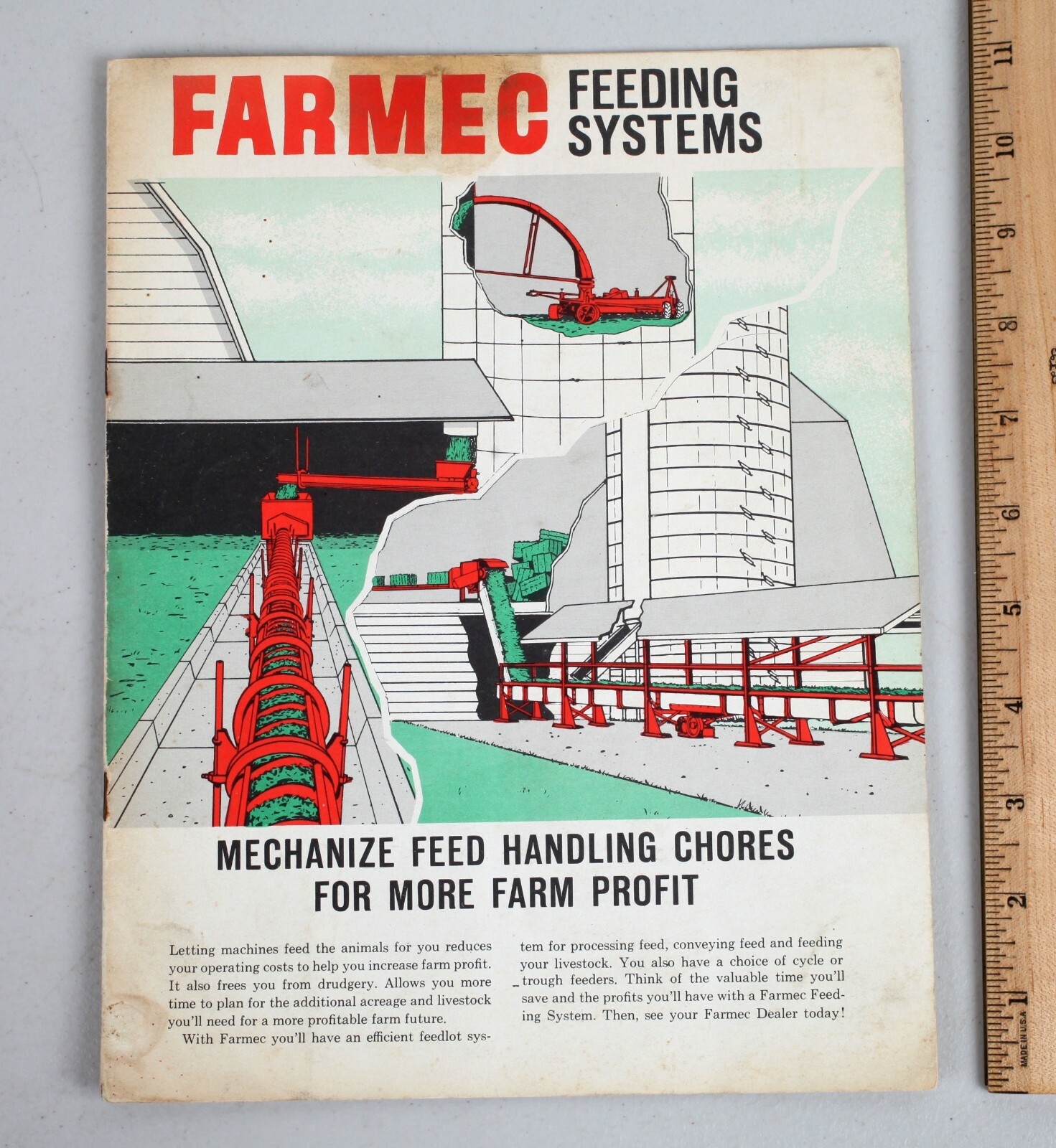 Vintage 1964 Farmtec Feeding Systems Foldout Farm Brochure Smokestown PA