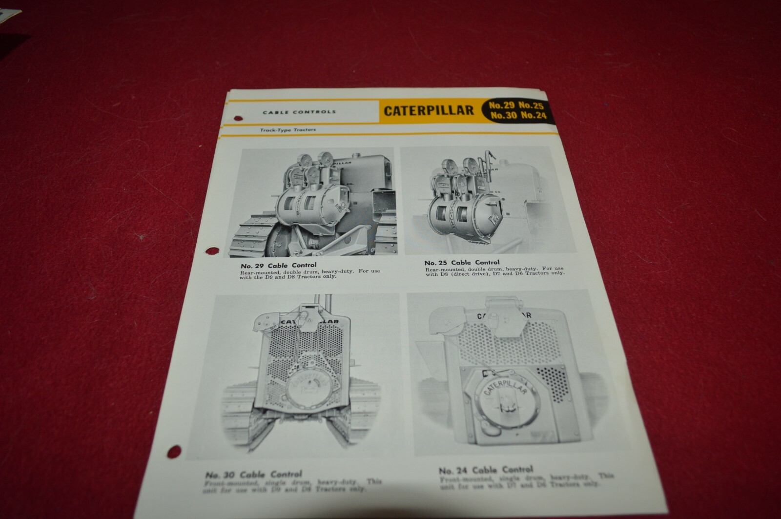 Caterpillar 29 25 30 24 Cable Control For 1957 Dealer&rsquo;s Brochure AMIL16