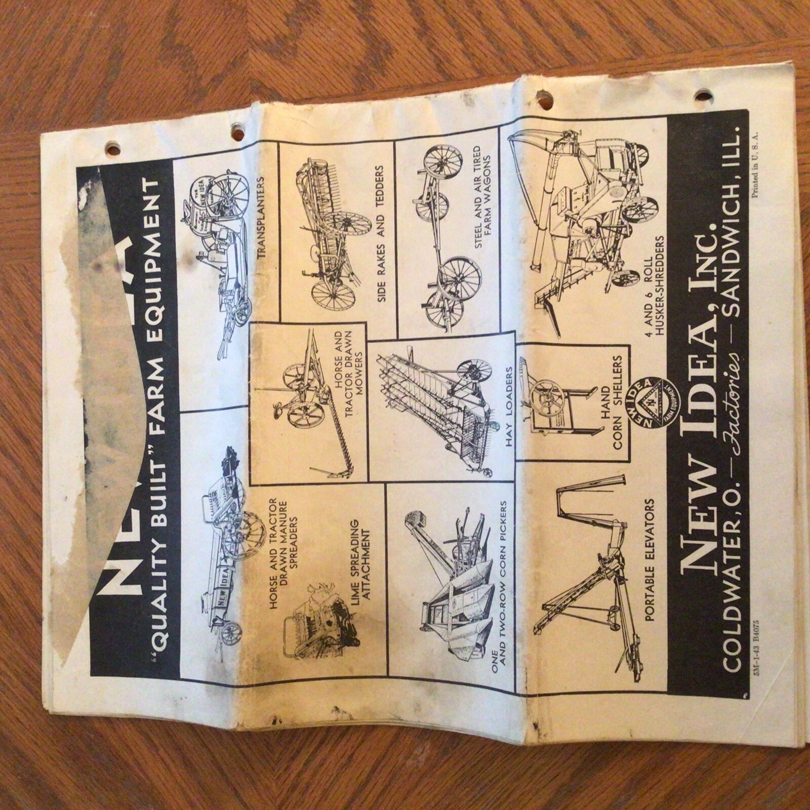 Vtg New Idea Instructions Repair Parts List Setup No. P-139 One Row Corn Picker