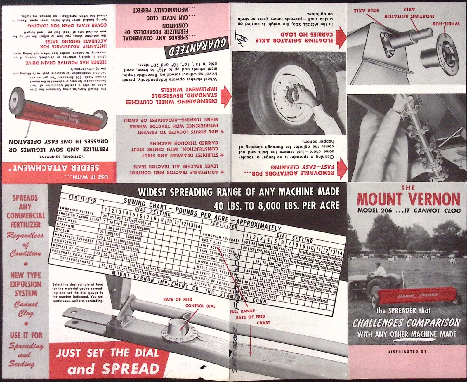 1950s Mount Vernon Model 206 Cannot Clog Spreader Seeder Brochure