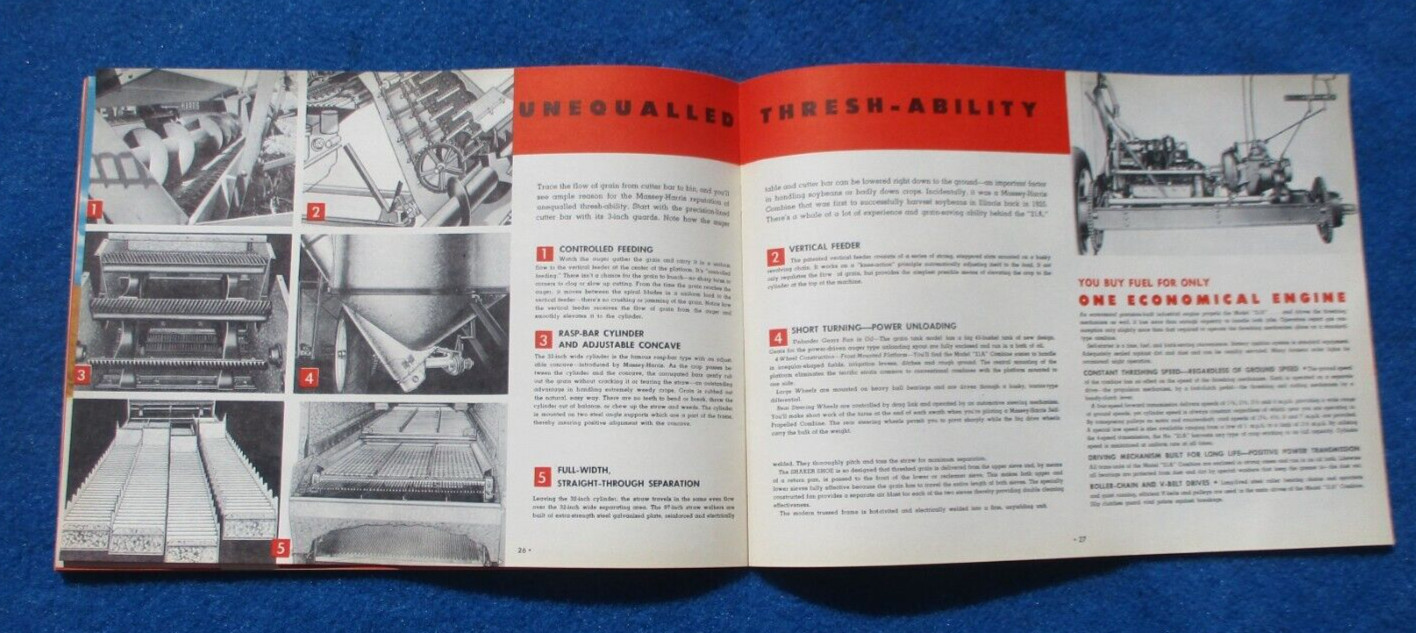 Massey Harris 1950&rsquo;s Combine Sales Booklet Many Full Color Pages Original NOS