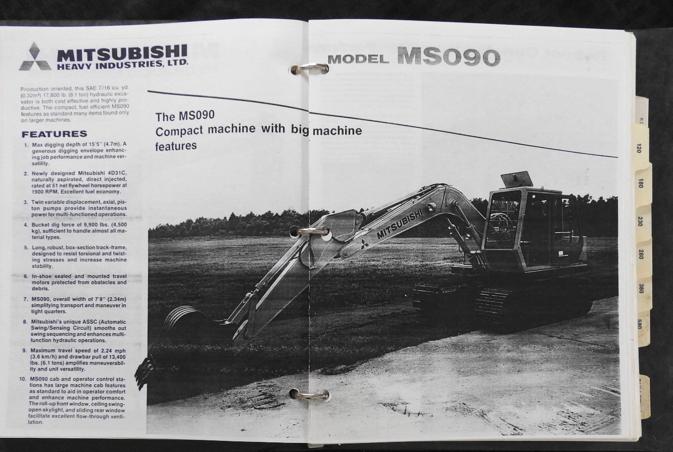 c.1980 Mitsubishi Excavator Sales Catalog Manual MS 070 120 180 230 280 380 580