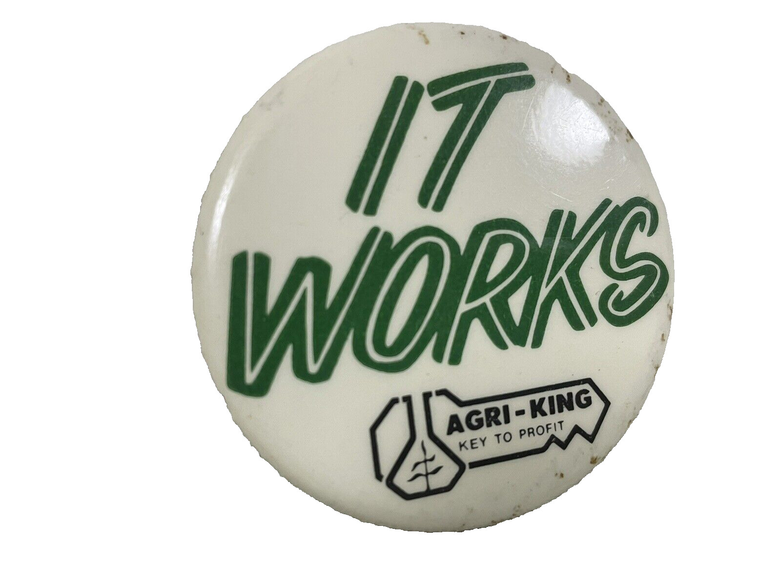 Agri-King Key to Profit Pinback Button Vintage Agriculture Farm Adv It Works