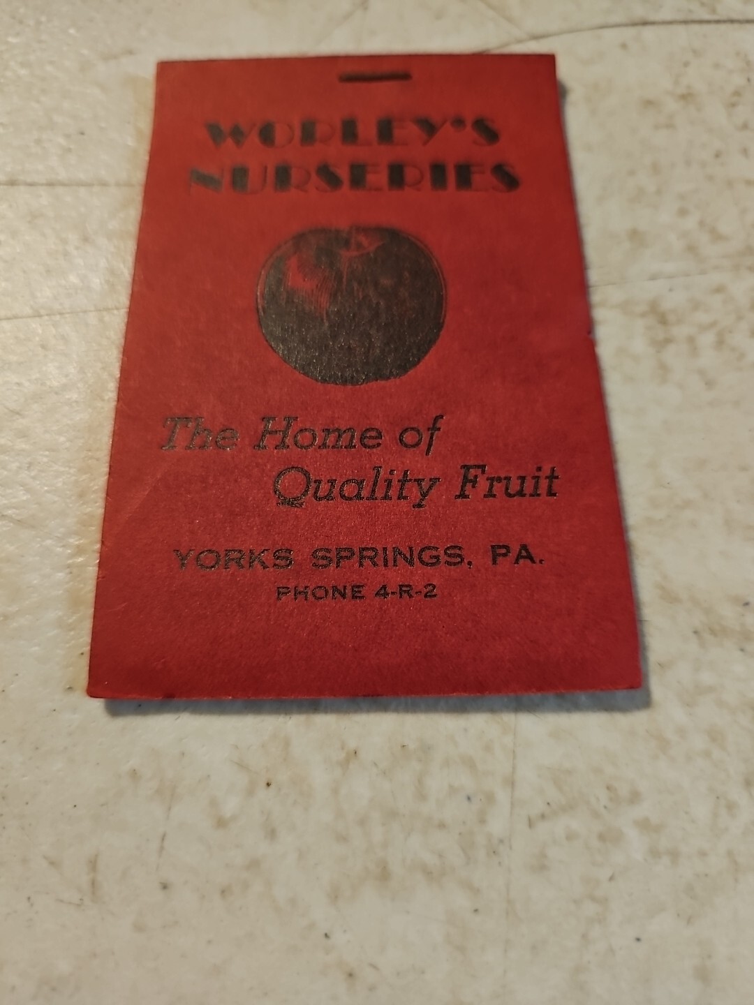 Vintage Early Worley&rsquo;s Nurseries Memo Pad. York Springs,PA. Phone 4-R-2