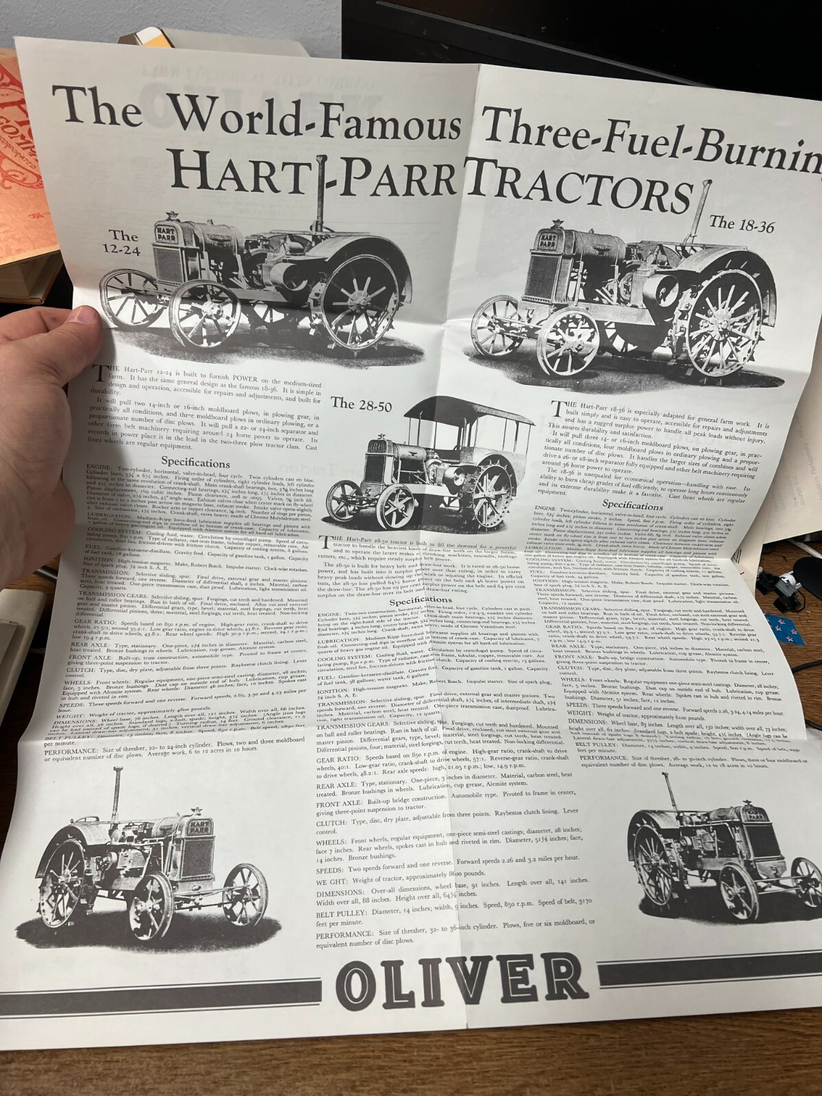HART-PARR OLIVER Gas tractor sales brochure REPRINT