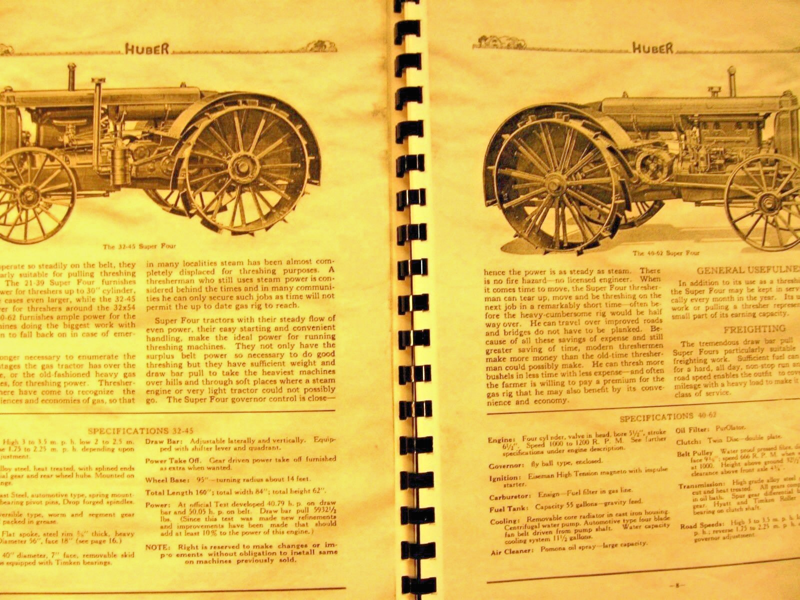 The Huber 1917 Tractors & Threshing machinery Sales Manual 40 illustrated Pages