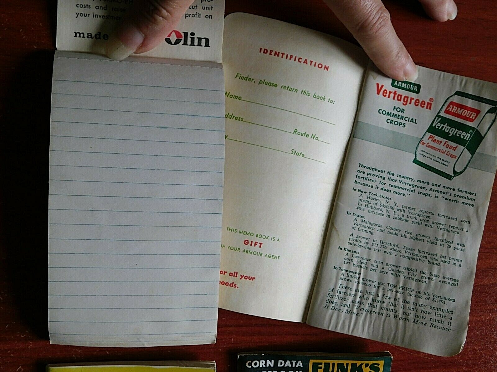4) Notebooks: Funk&rsquo;s G, McCurdy Hybrids, Olin Agri, Armour Fert – advertising