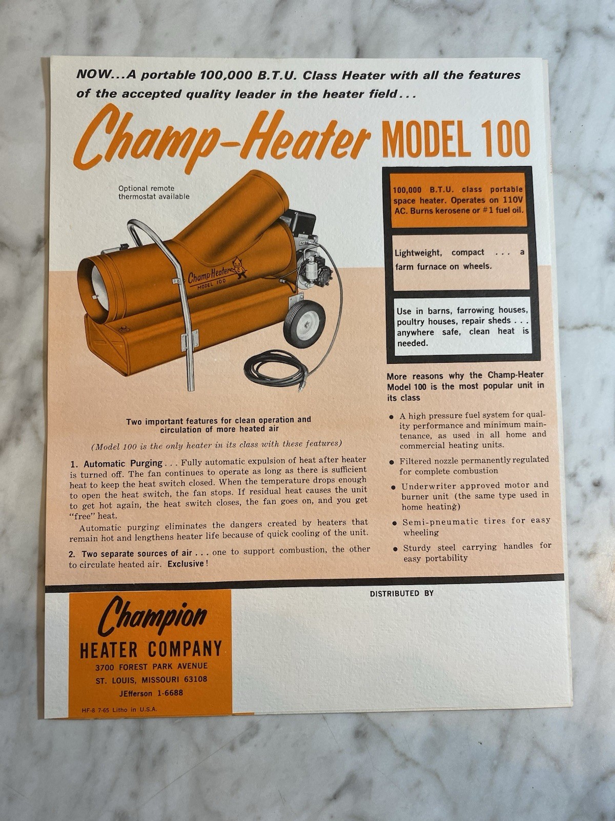 Vintage Original Champ-Heaters Advertisements, Brochures & Signs 1964-65