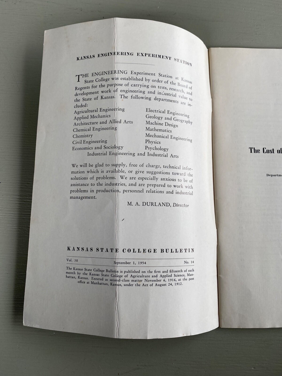 Vintage Kansas State College Bulletin Cost of Using Farm Machinery Book 1954