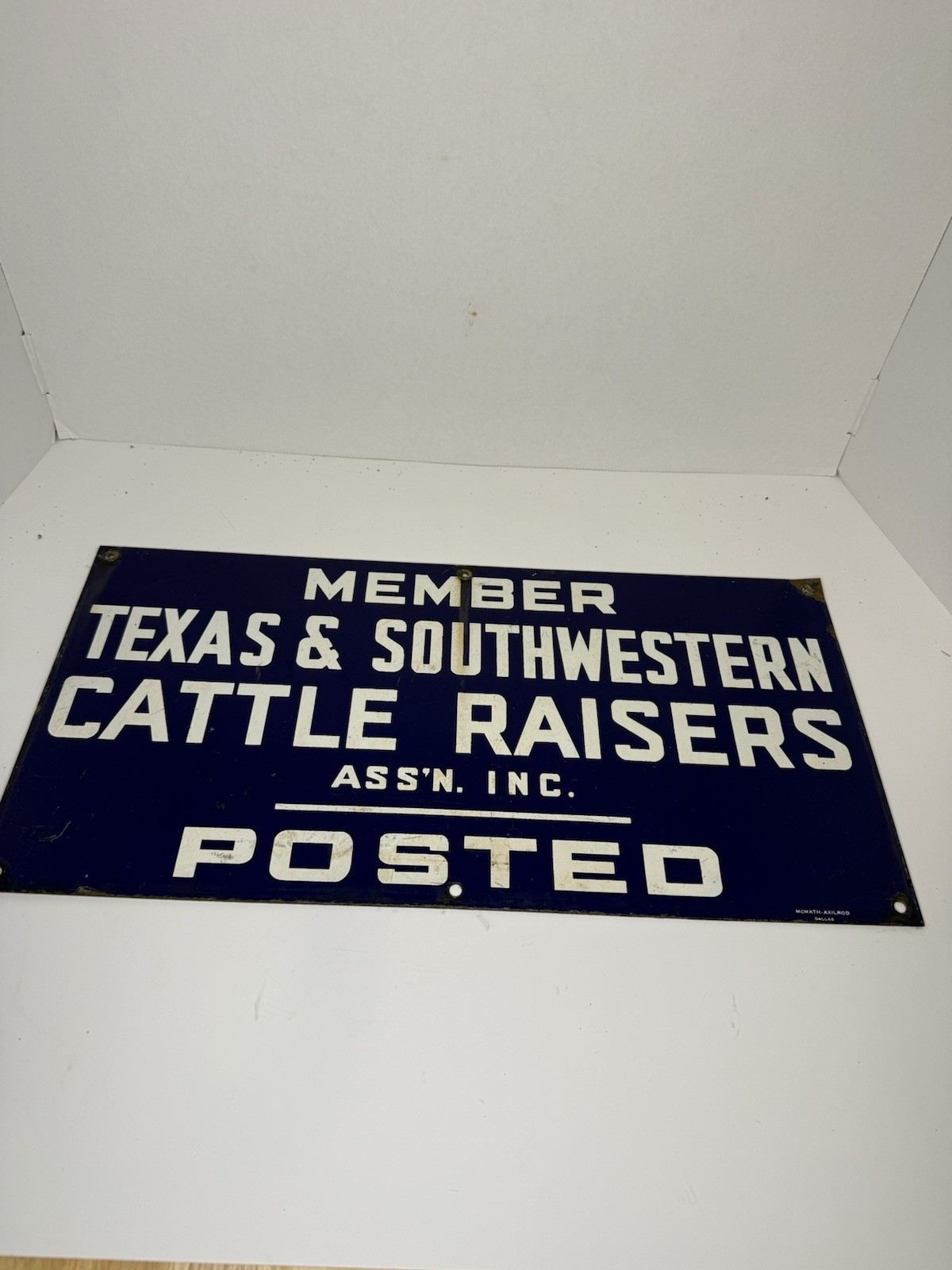 Vintage Porcelain Texas & Southwestern Cattle Raisers Association Posted Sign