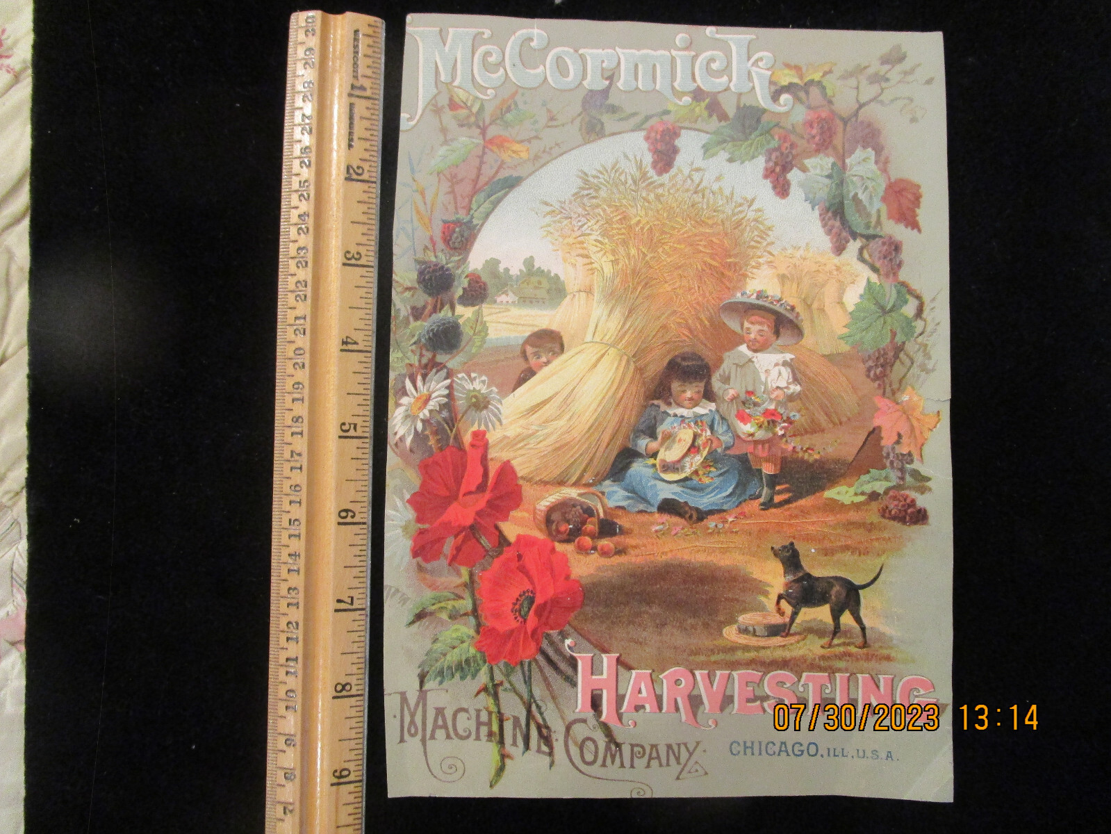 McCORMICK HARVESTING MACHINE CO. Chicago Advertising Trade Card c1880s Antique