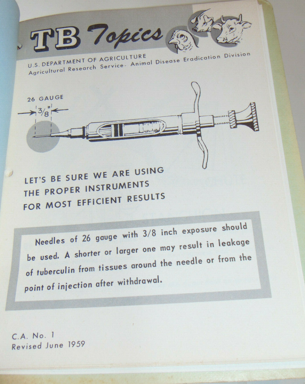 VINTAGE 1950s-60s USDA ANIMAL TUBERCULOSIS ERADICATION TB MANUAL! SMALL POSTERS!