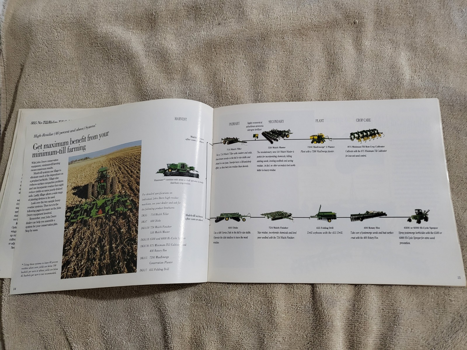 1992 Vtg John Deere Ag BROCHURE Farming NO TILL Drill Rotary Hoe Disc MaxEmerge2
