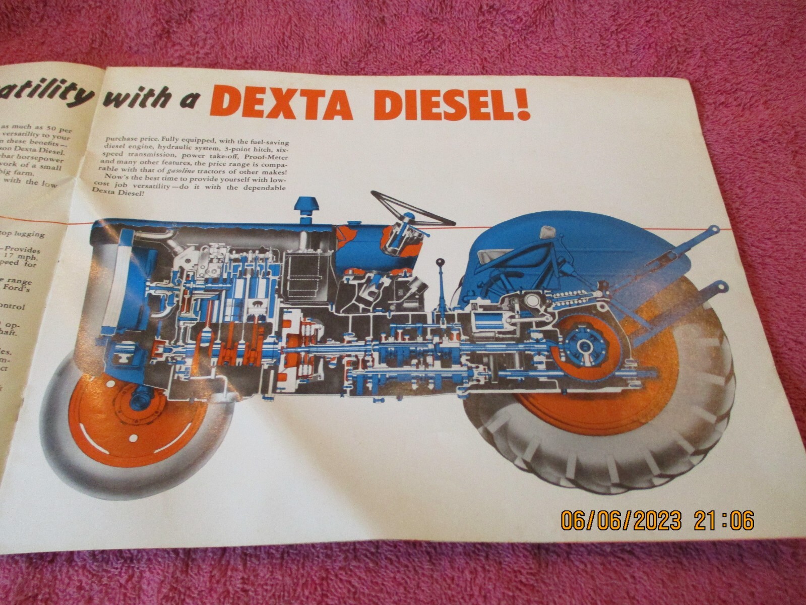FORDSON DEXTA DIESEL TRACTOR BROCHURE 2-3 PLOW POWER VERSATILIE FREE SHIPPING