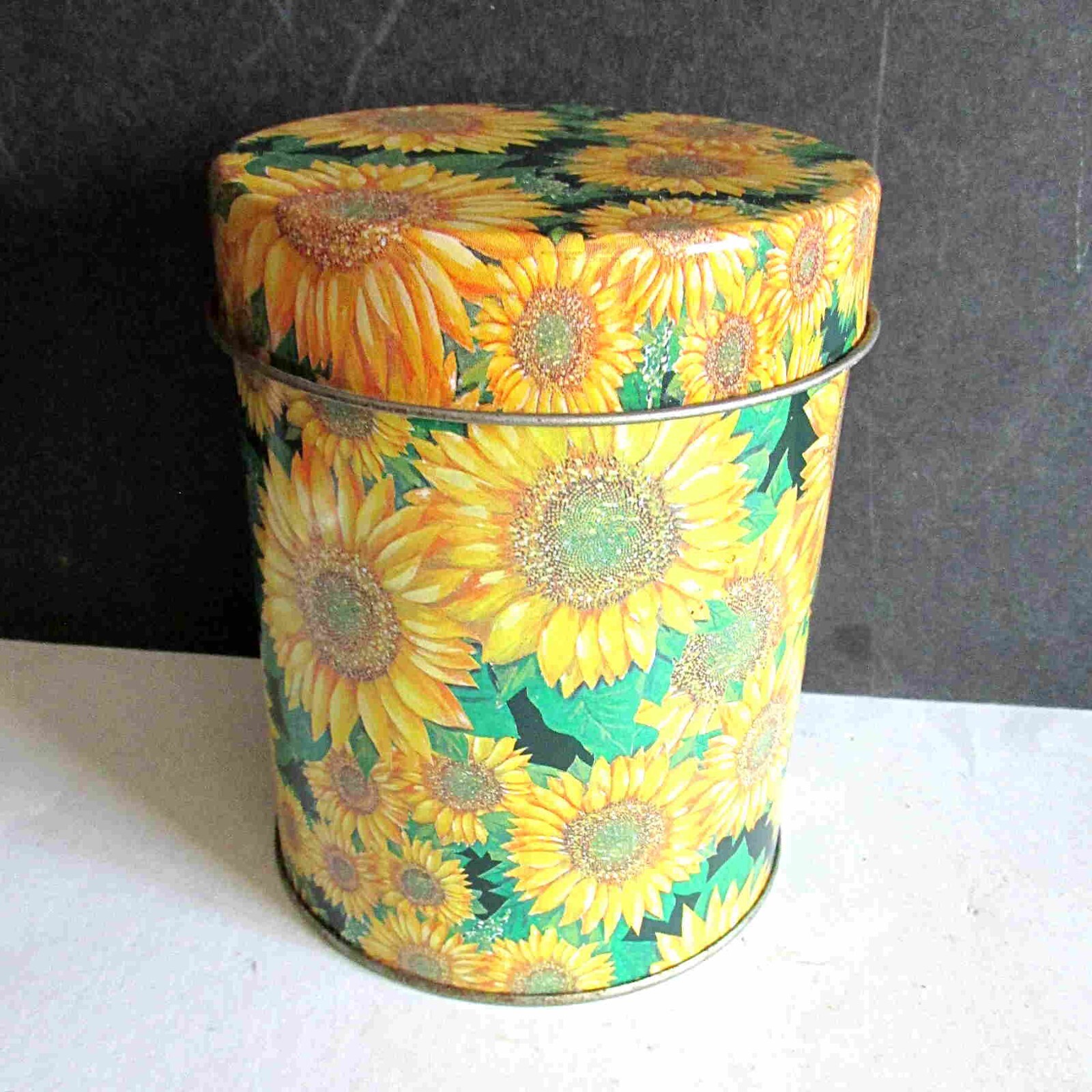 Yellow Sunflowers on Empty Metal Tin 4.25×5.5&Prime; FREE SH