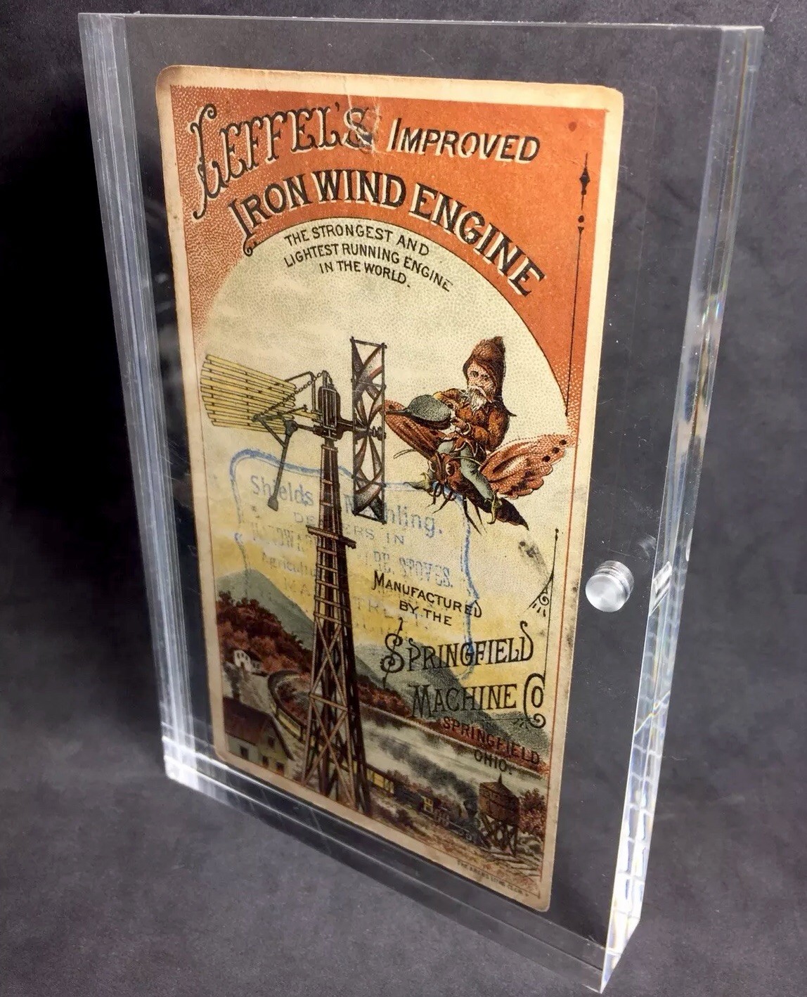 Aermotor Iron Windmill Engine Tower Litho American Ohio Merchant Rare Trade Card