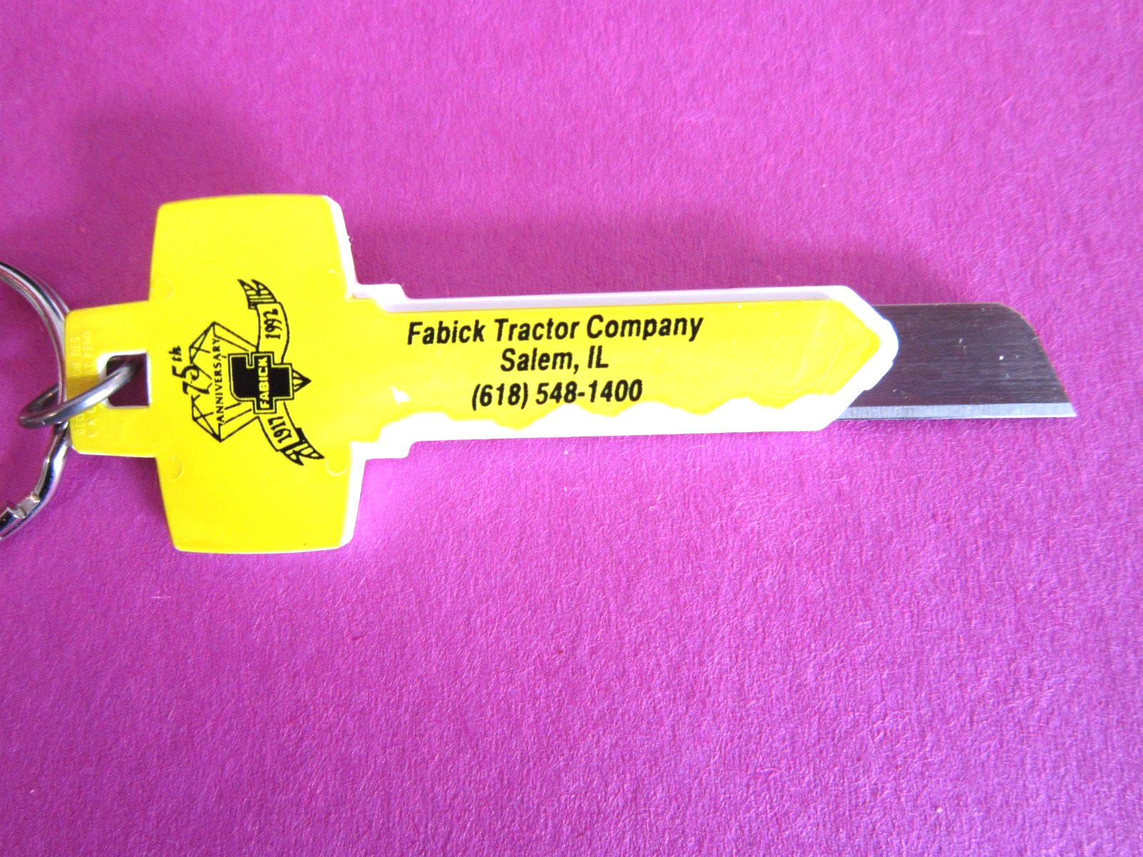 Vintage Fabick Tractor Company 1917-1992 Salem Illinois Box Cutter Keychain